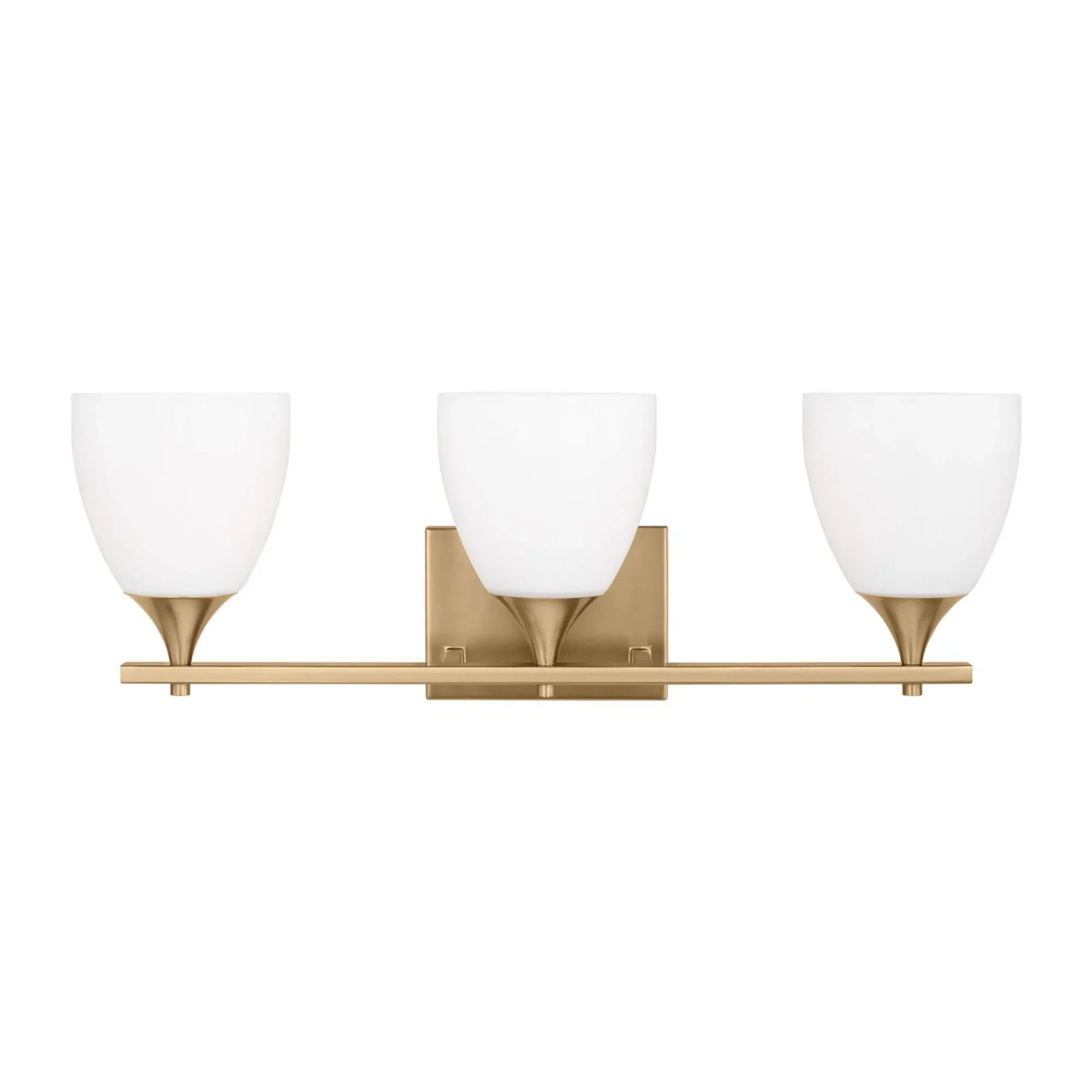Toffino 26" 3-Light Bathroom Vanity, Satin Brass Finish with Milk Glass - Bees Lighting