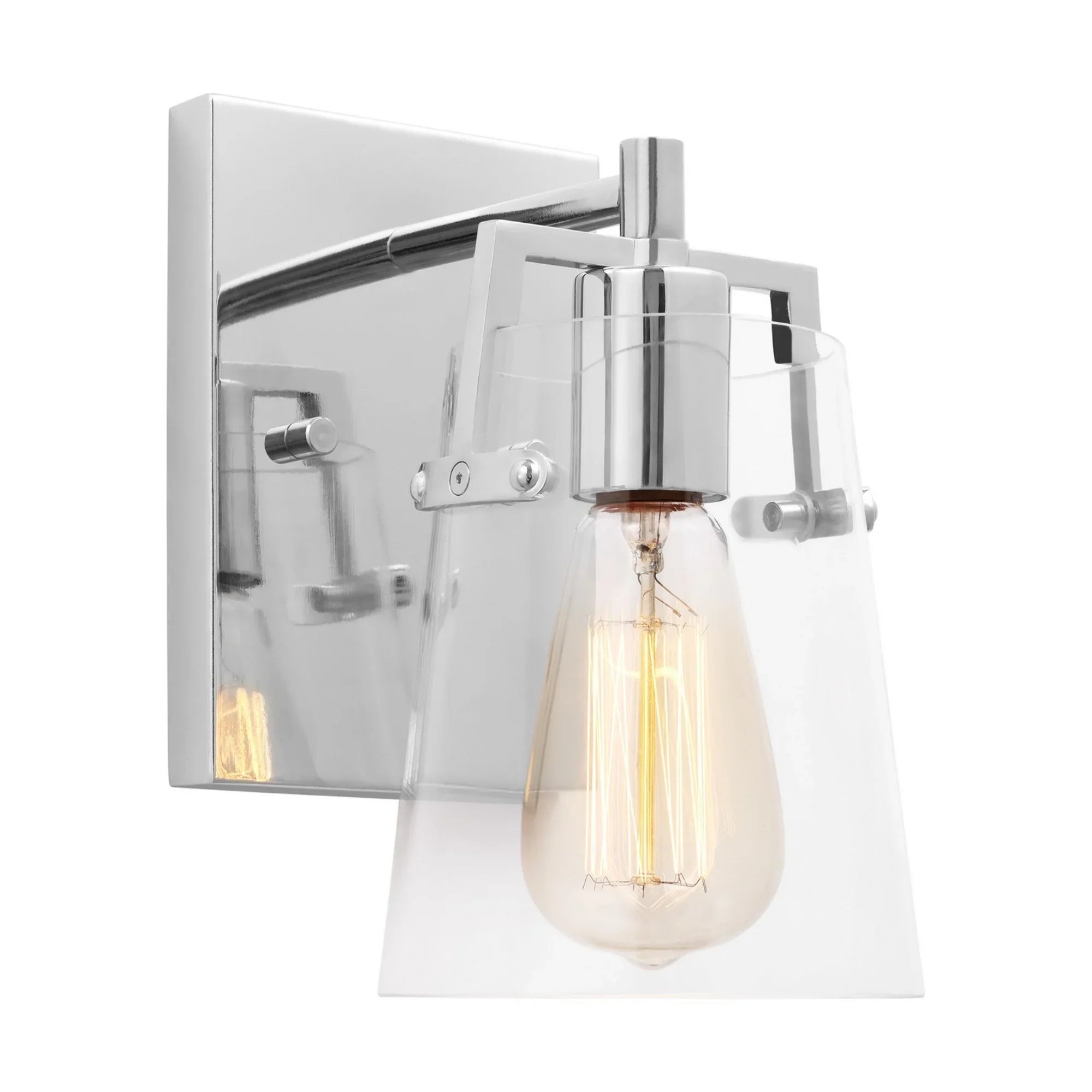 Crofton 9" Bathroom Sconce, Chrome Finish with Clear Glass - Bees Lighting
