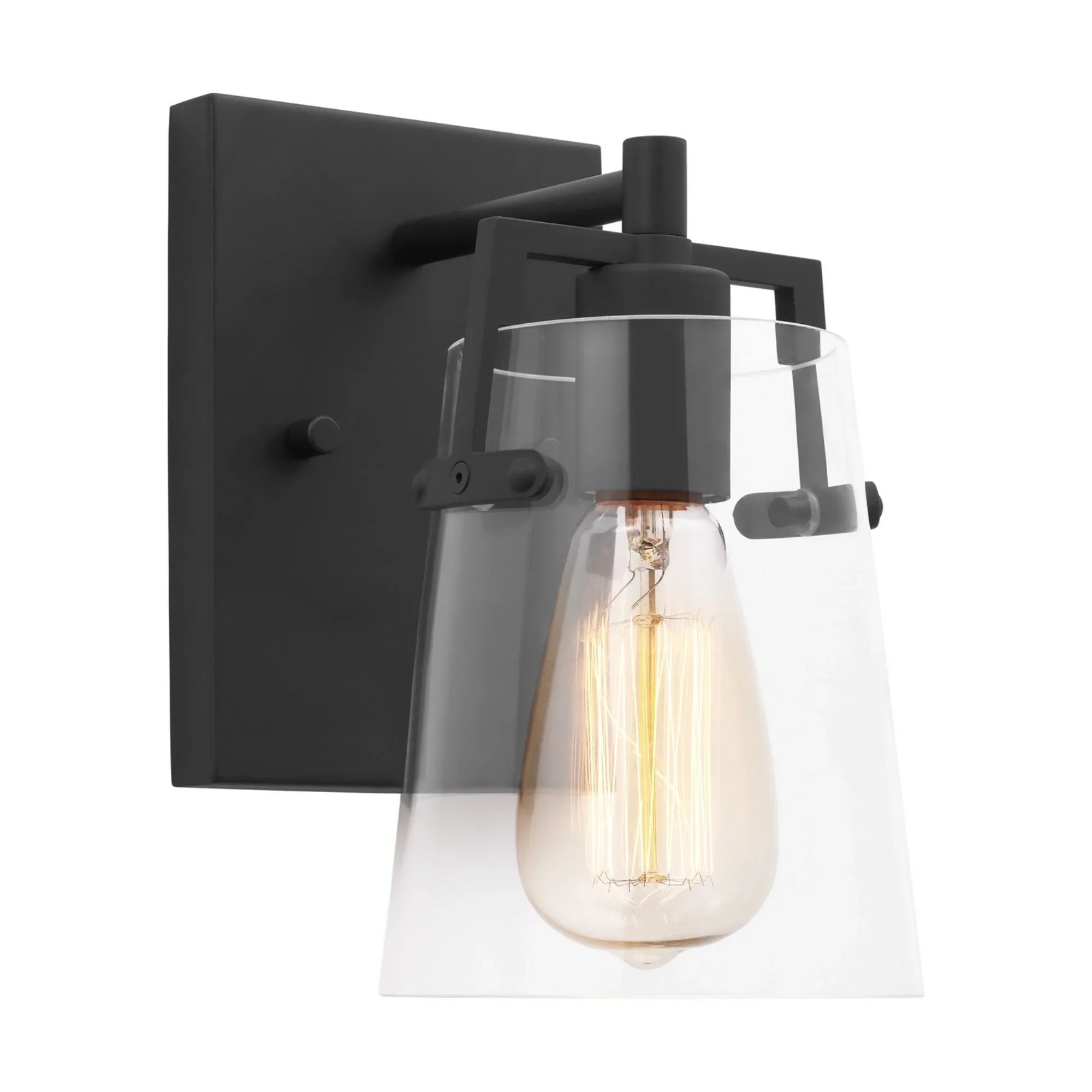 Crofton 9" Bathroom Sconce, Midnight Black Finish with Clear Glass - Bees Lighting