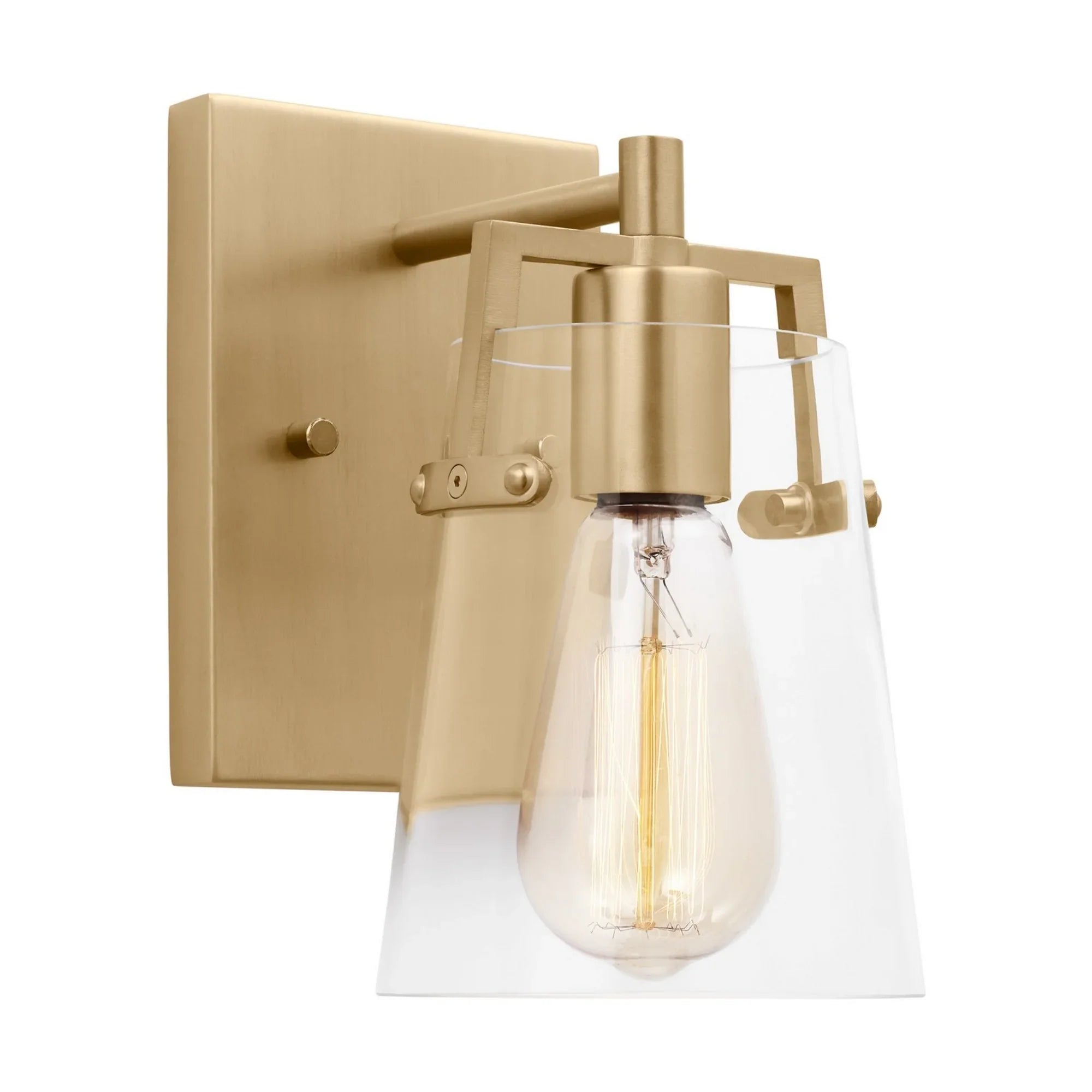 Crofton 9" Bathroom Sconce, Satin Brass Finish with Clear Glass - Bees Lighting