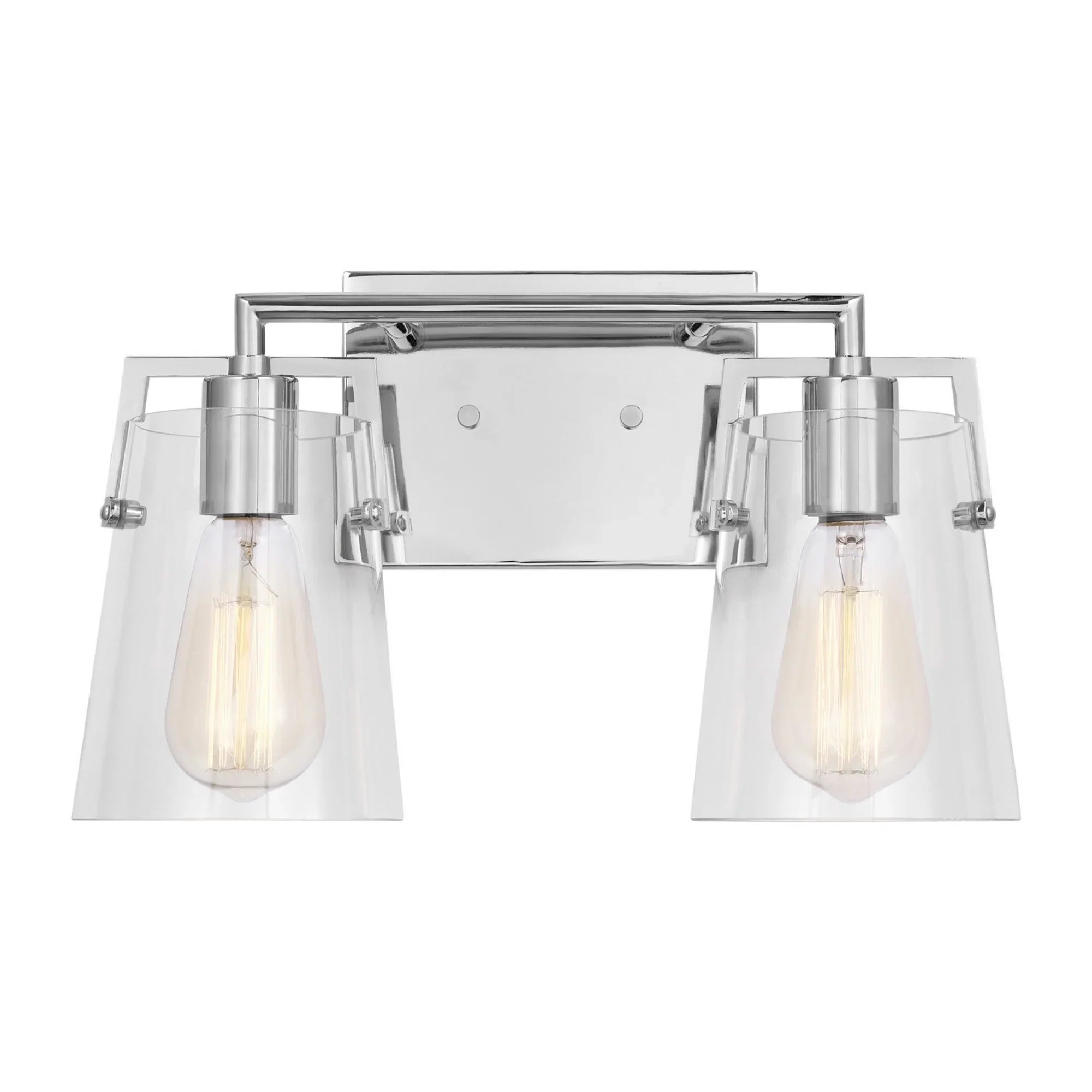 Crofton 15" 2-Light Bathroom Vanity, Chrome Finish with Clear Glass - Bees Lighting