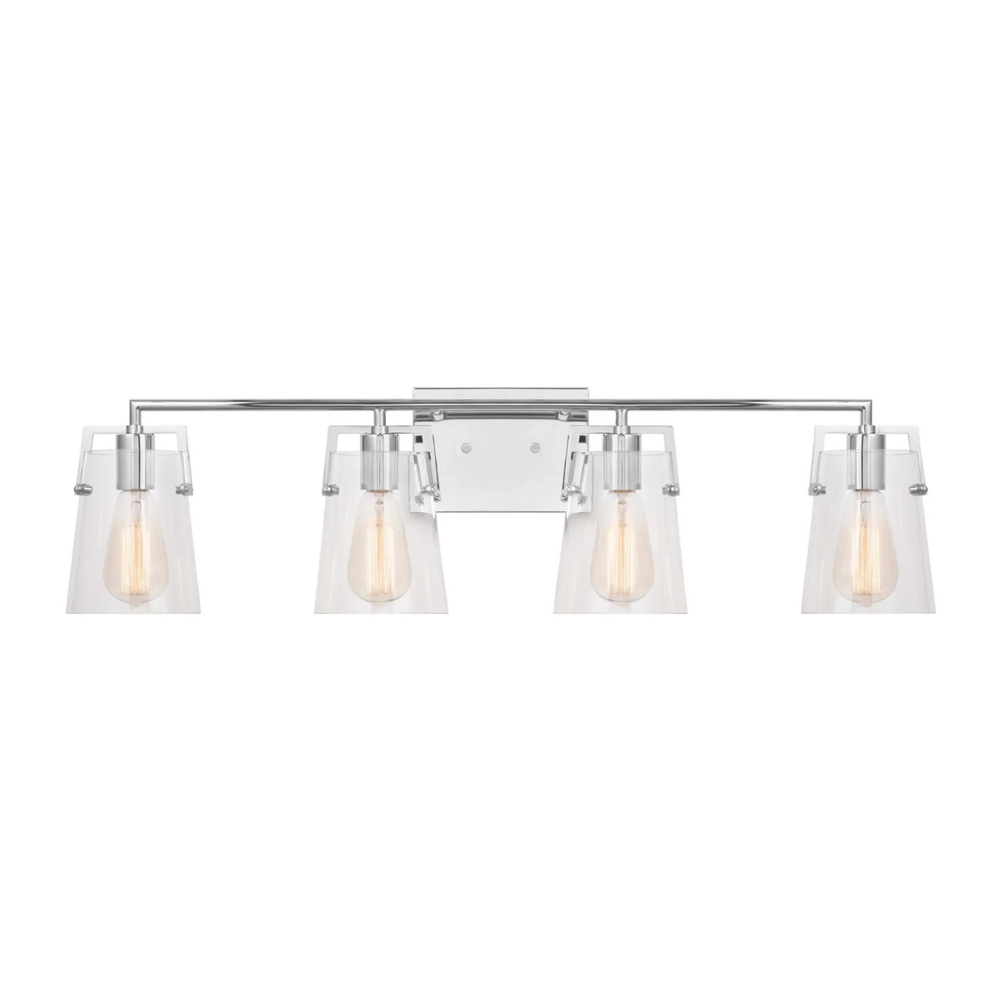 Crofton 33" 4-Light Bathroom Vanity, Chrome Finish with Clear Glass - Bees Lighting