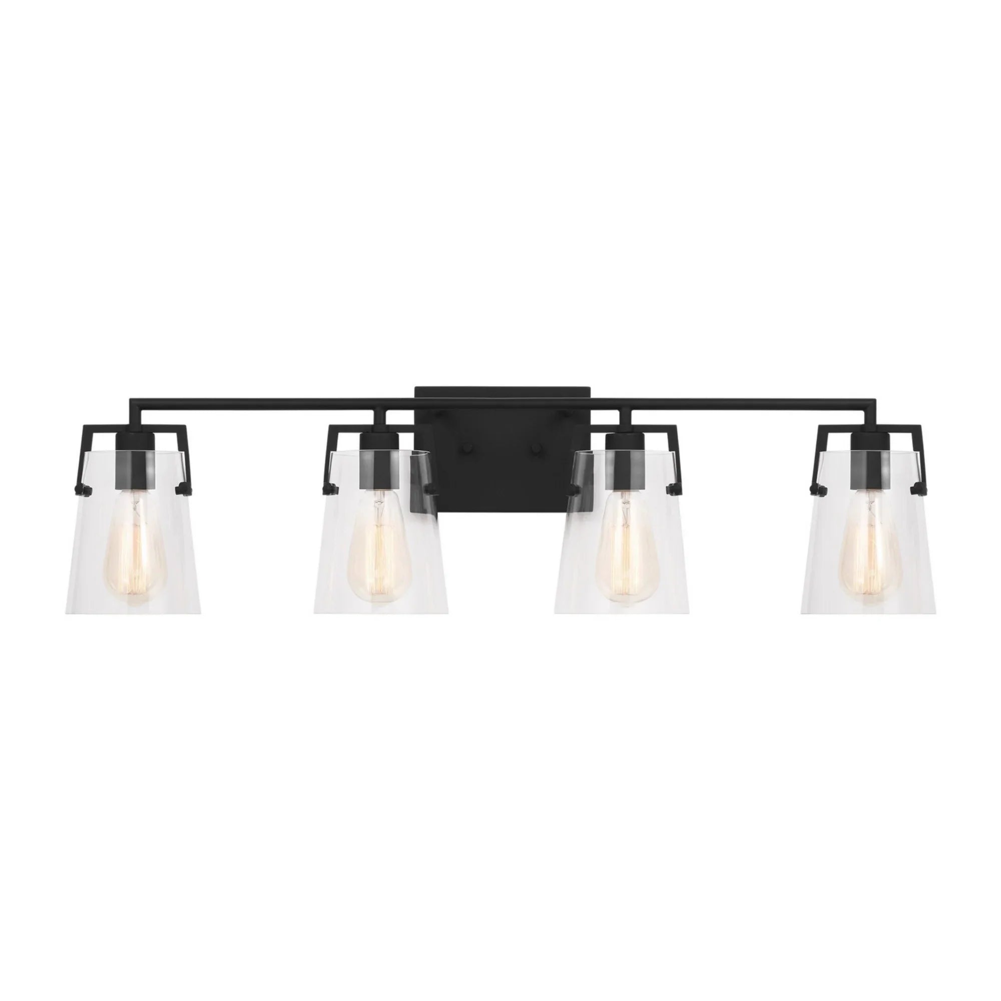 Crofton 33" 4-Light Bathroom Vanity, Midnight Black Finish with Clear Glass - Bees Lighting