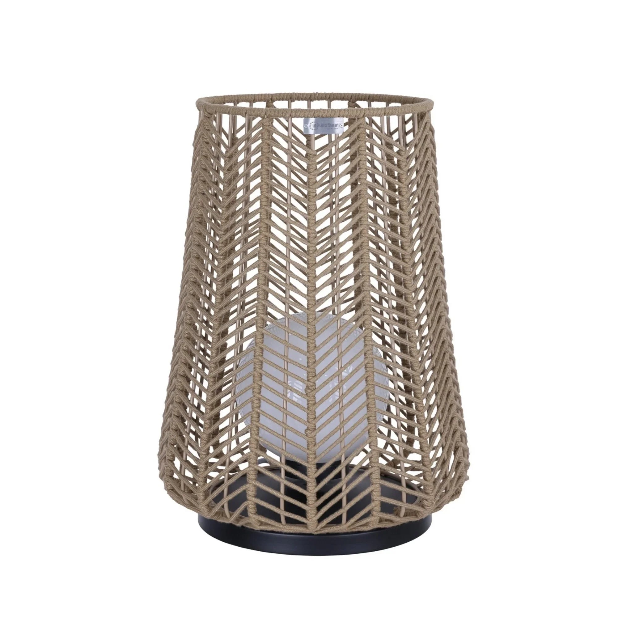 Elice 22" Outdoor Portable Lamp, Black Finish with Brown Rope - Bees Lighting
