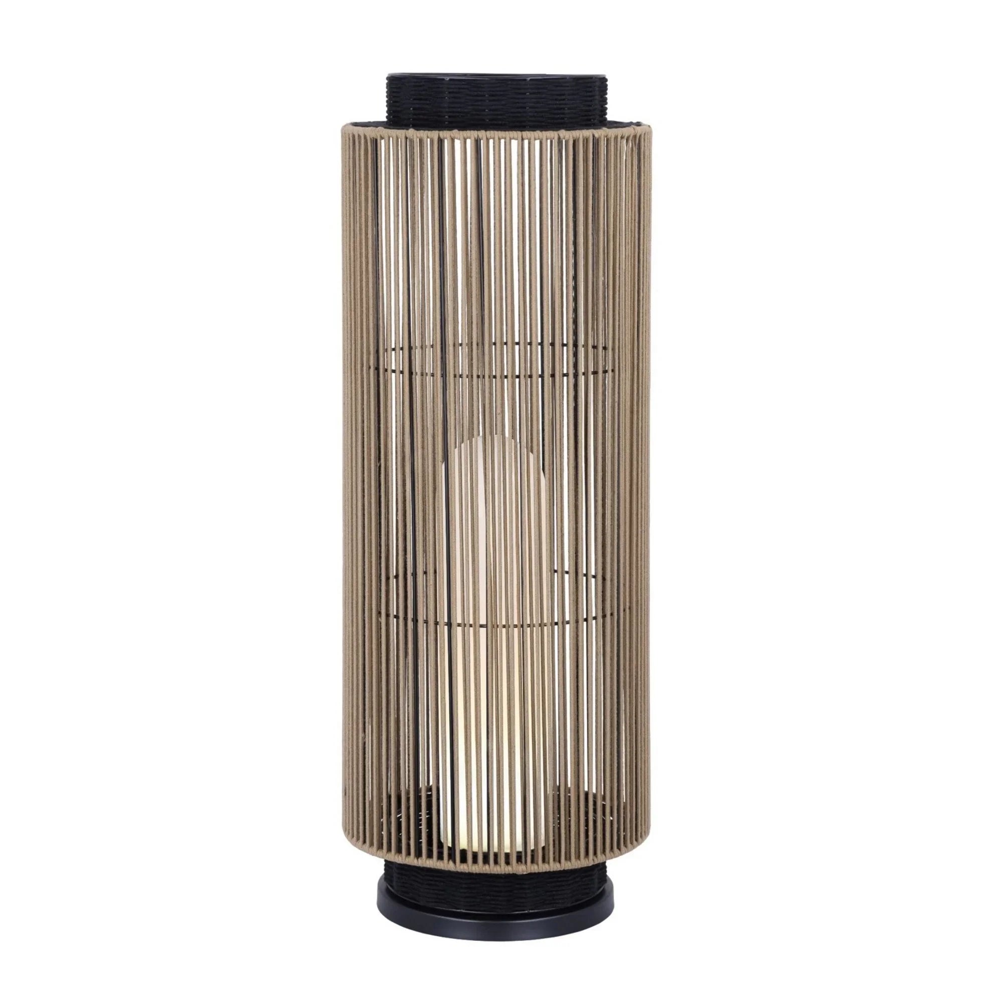 Aden 46" Outdoor Portable Lamp, Black & Brown PET Weave Finish - Bees Lighting