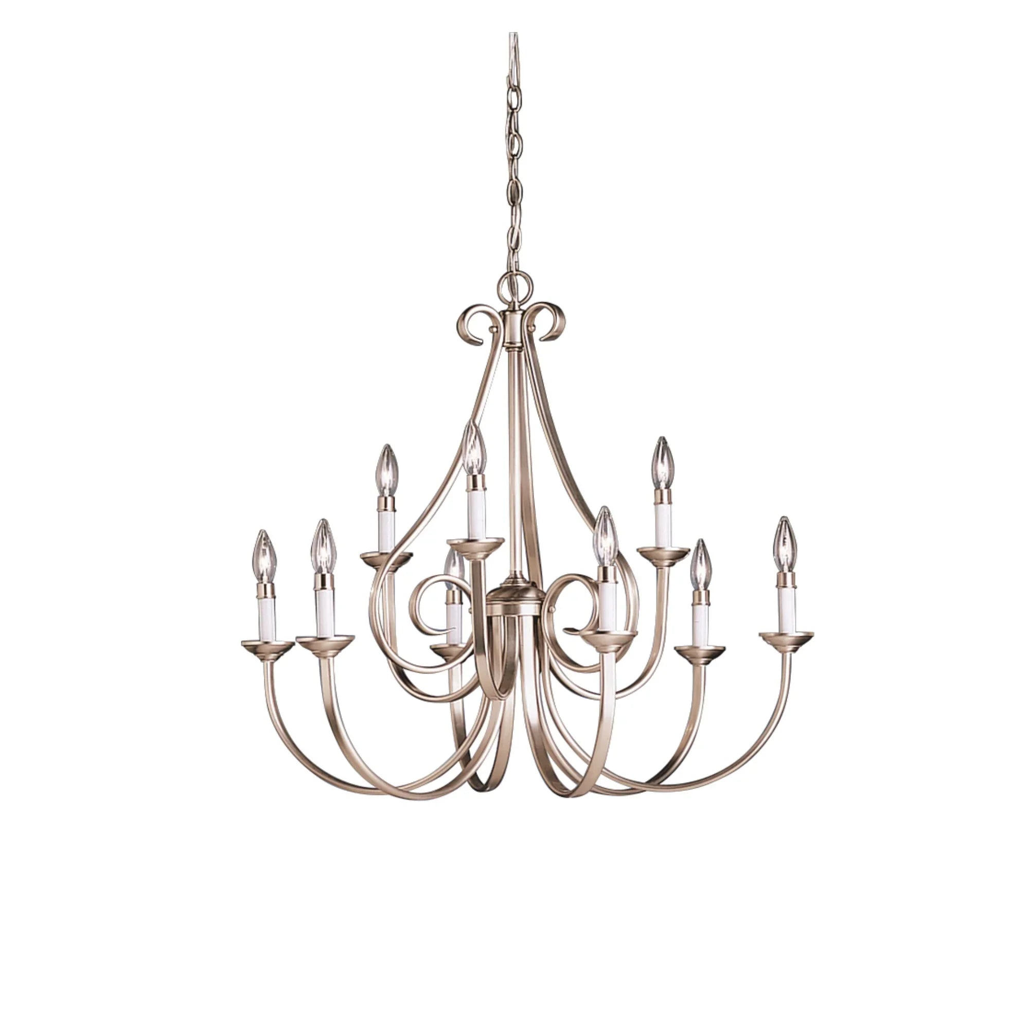Dover 32" 9-Light Chandelier, Brushed Nickel Finish - Bees Lighting