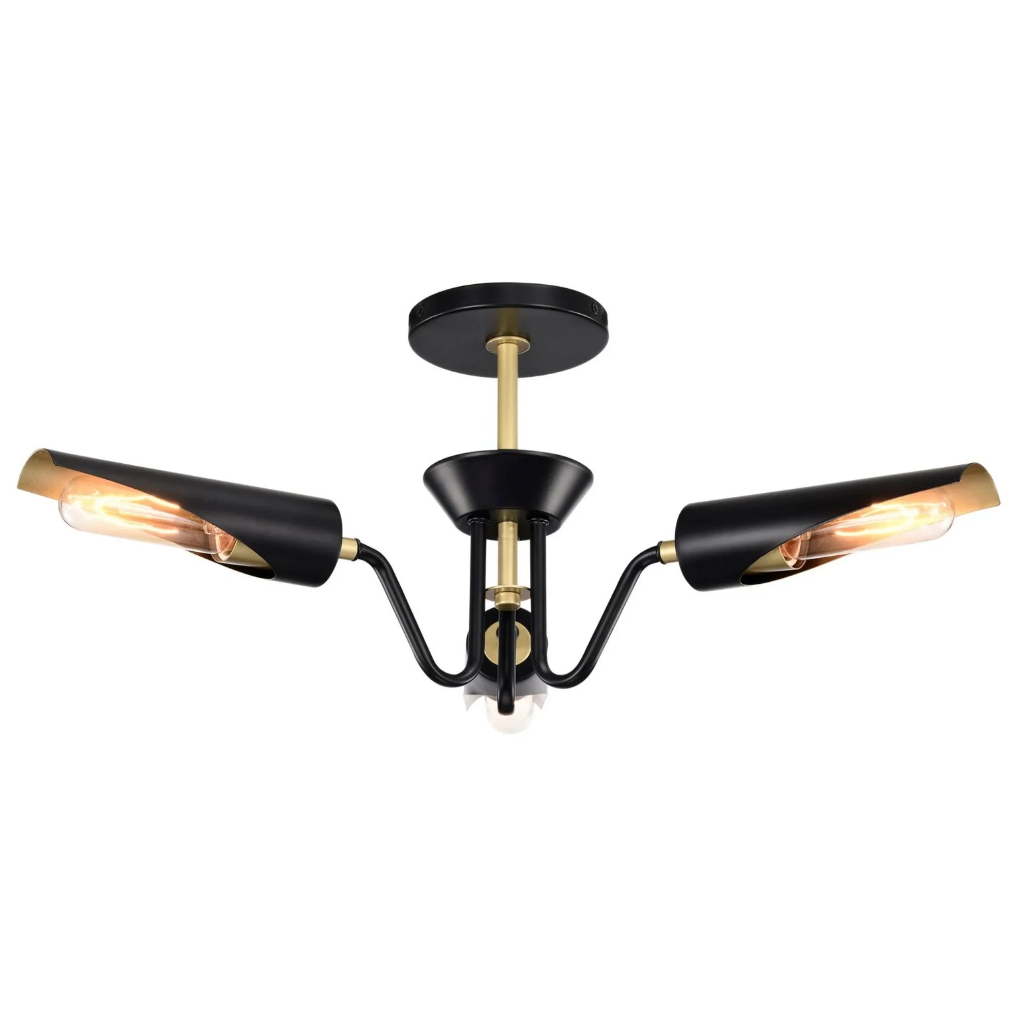 Marc 21" 2 lights Chandelier, Matte Black Finish - Bees Lighting