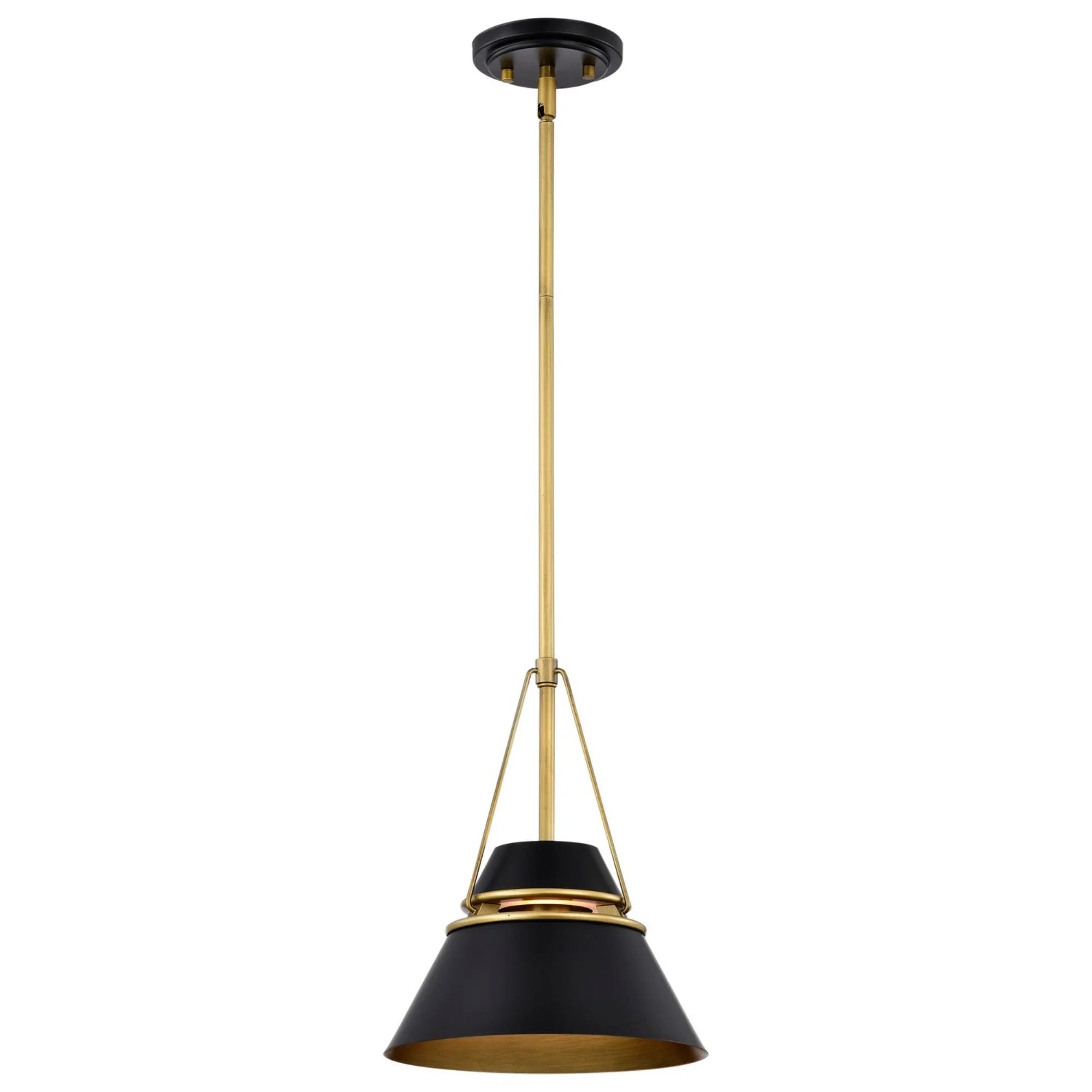 Adina 10" Pendant, Matte Black and Natural Brass Finish - Bees Lighting