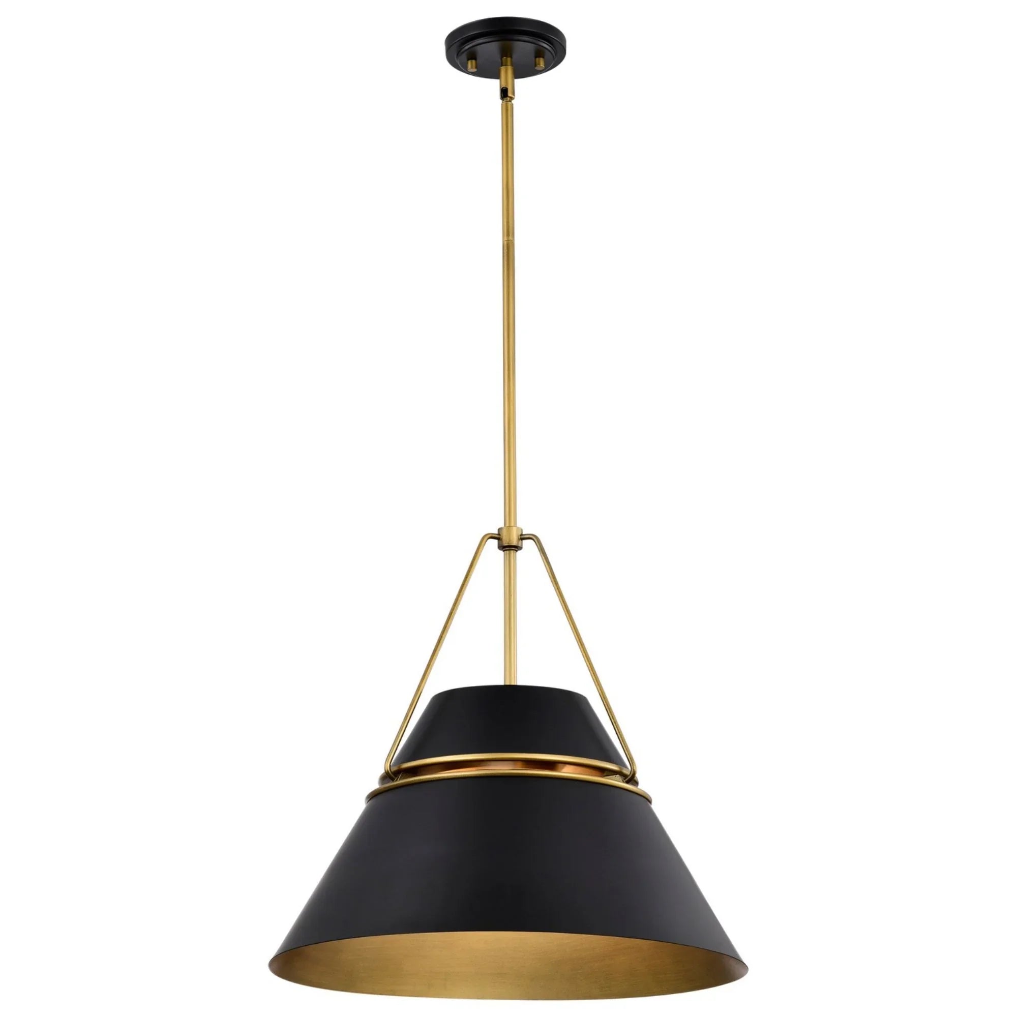 Adina 18" 3 lights Pendant, Matte Black and Natural Brass Finish - Bees Lighting