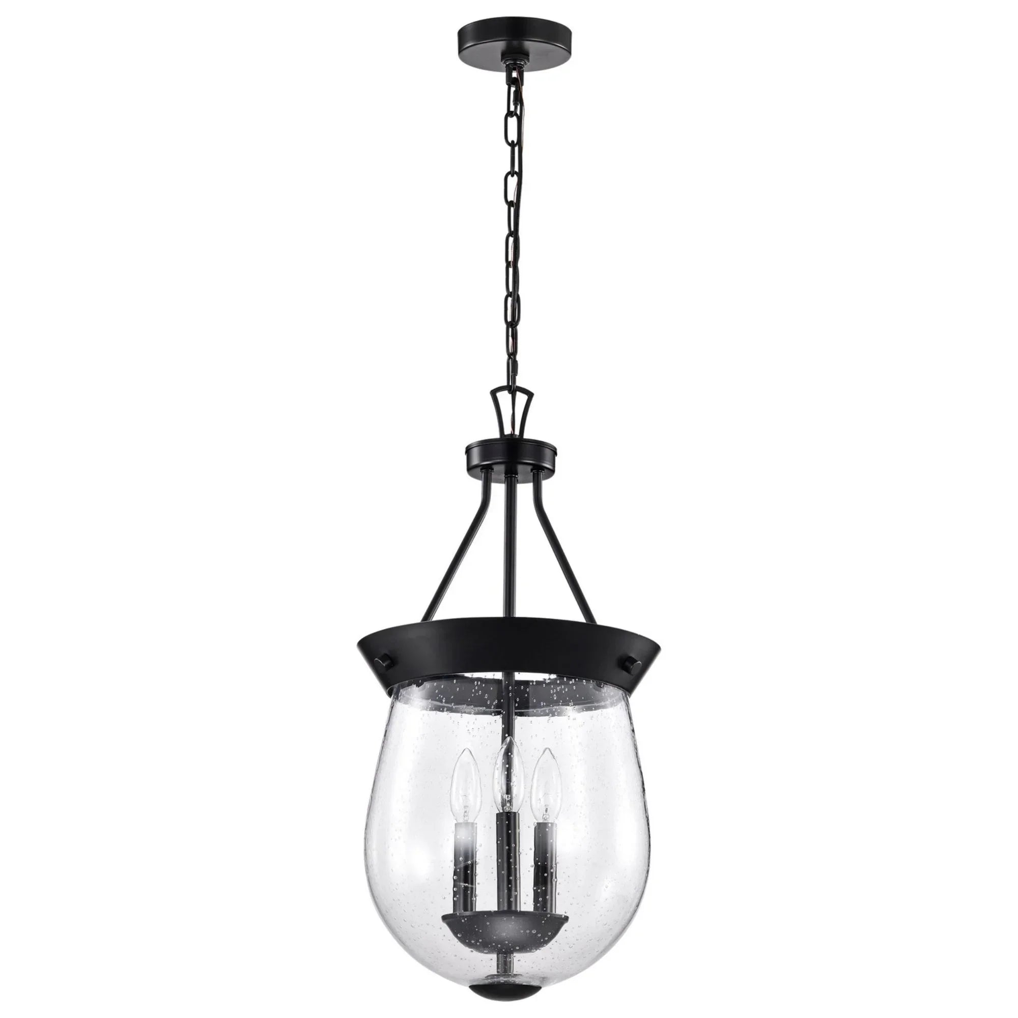 Boliver 3 Lights Pendant Light, Clear Seeded Glass - Bees Lighting