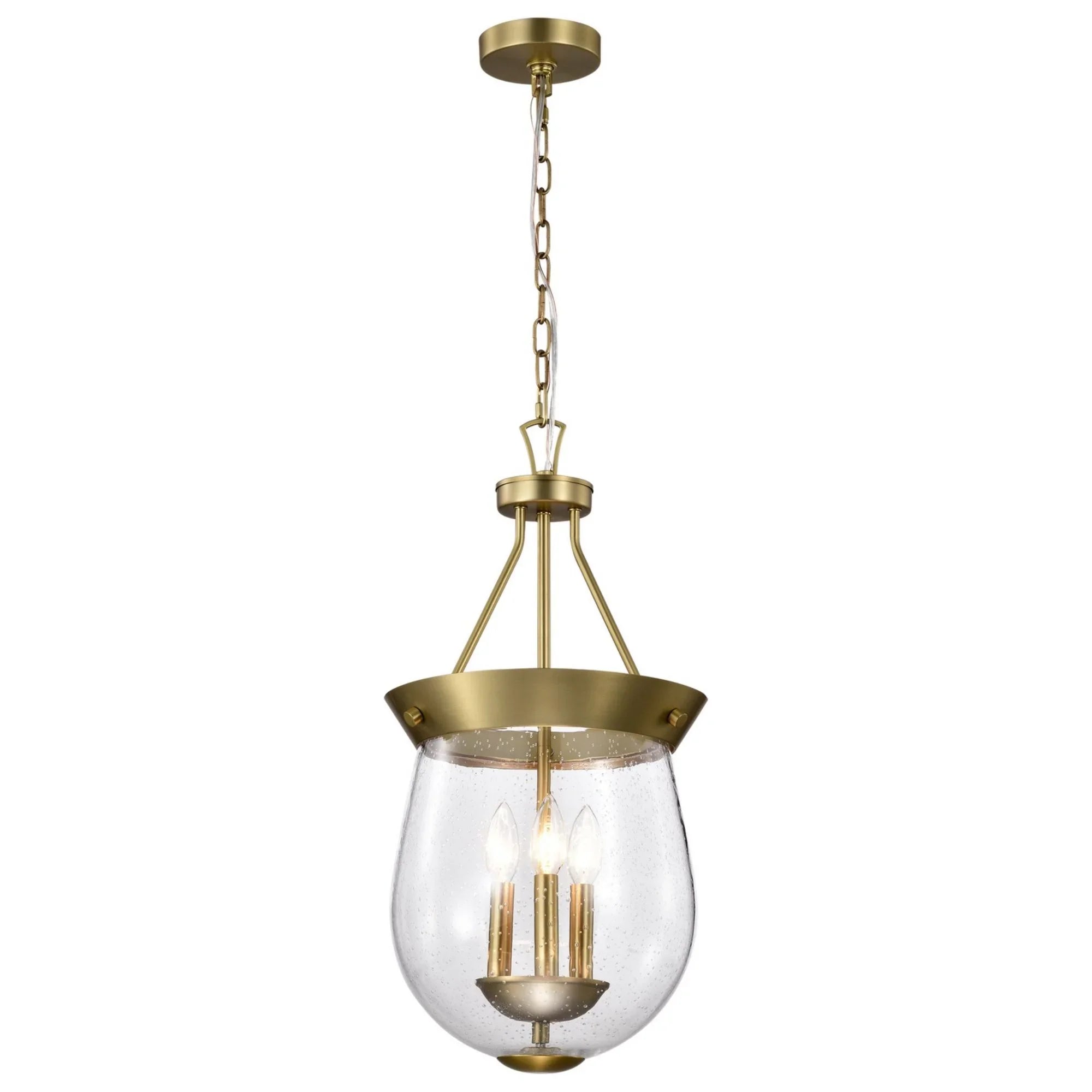 Boliver 12" 3 lights Pendant, Vintage Brass Finish - Bees Lighting