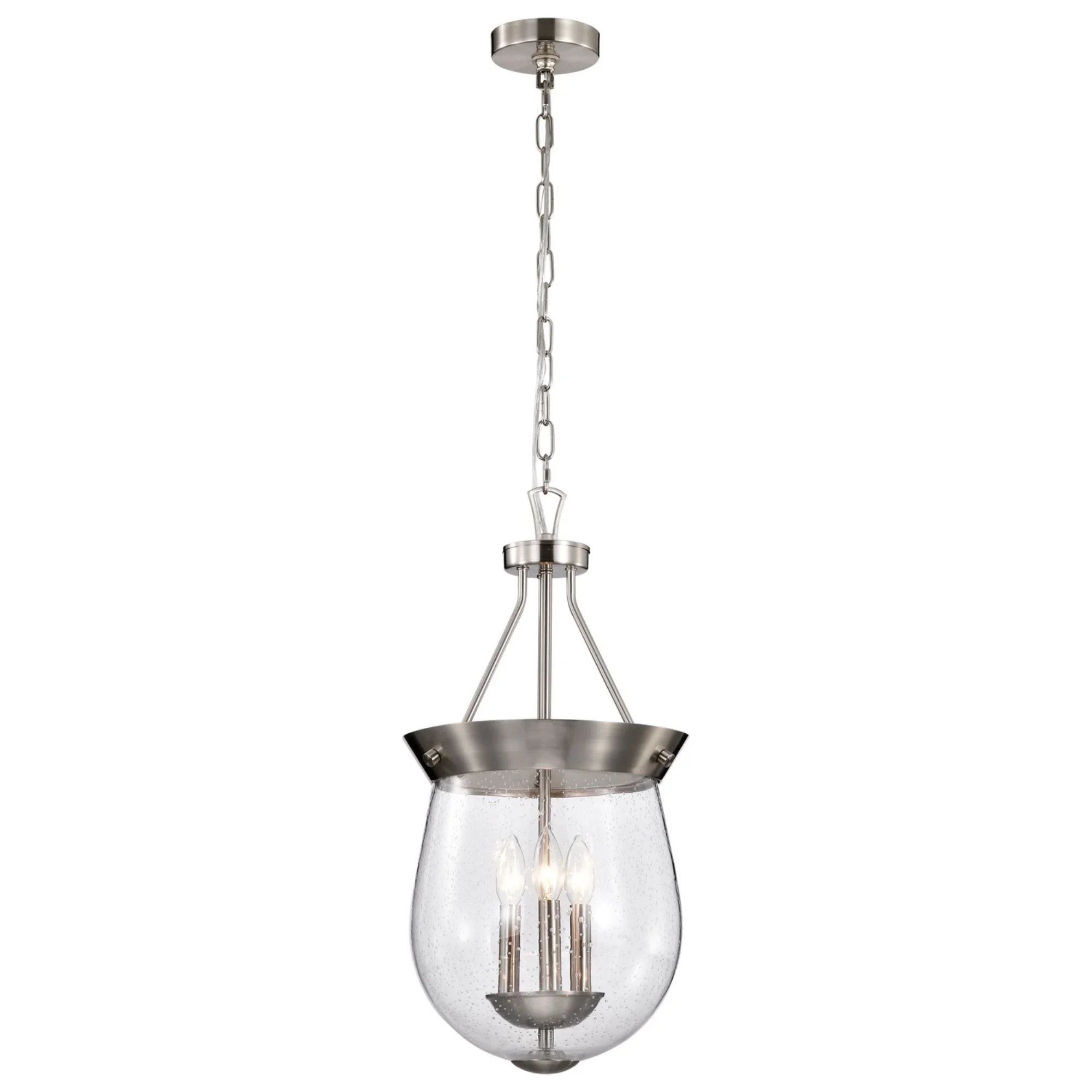 Boliver 12" 3 lights Pendant, Brushed Nickel Finish - Bees Lighting