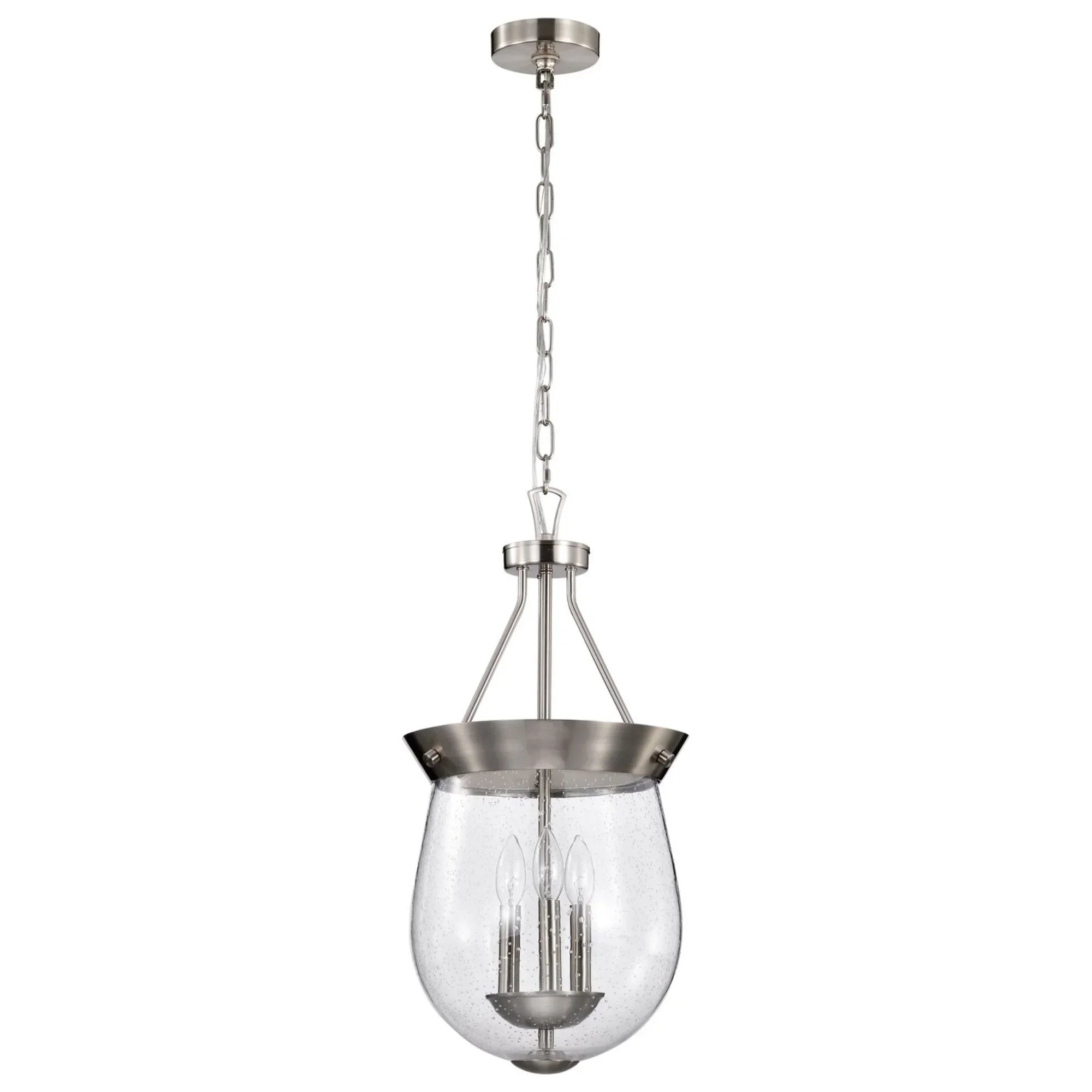 Boliver 3 Lights Pendant Light, Clear Seeded Glass - Bees Lighting