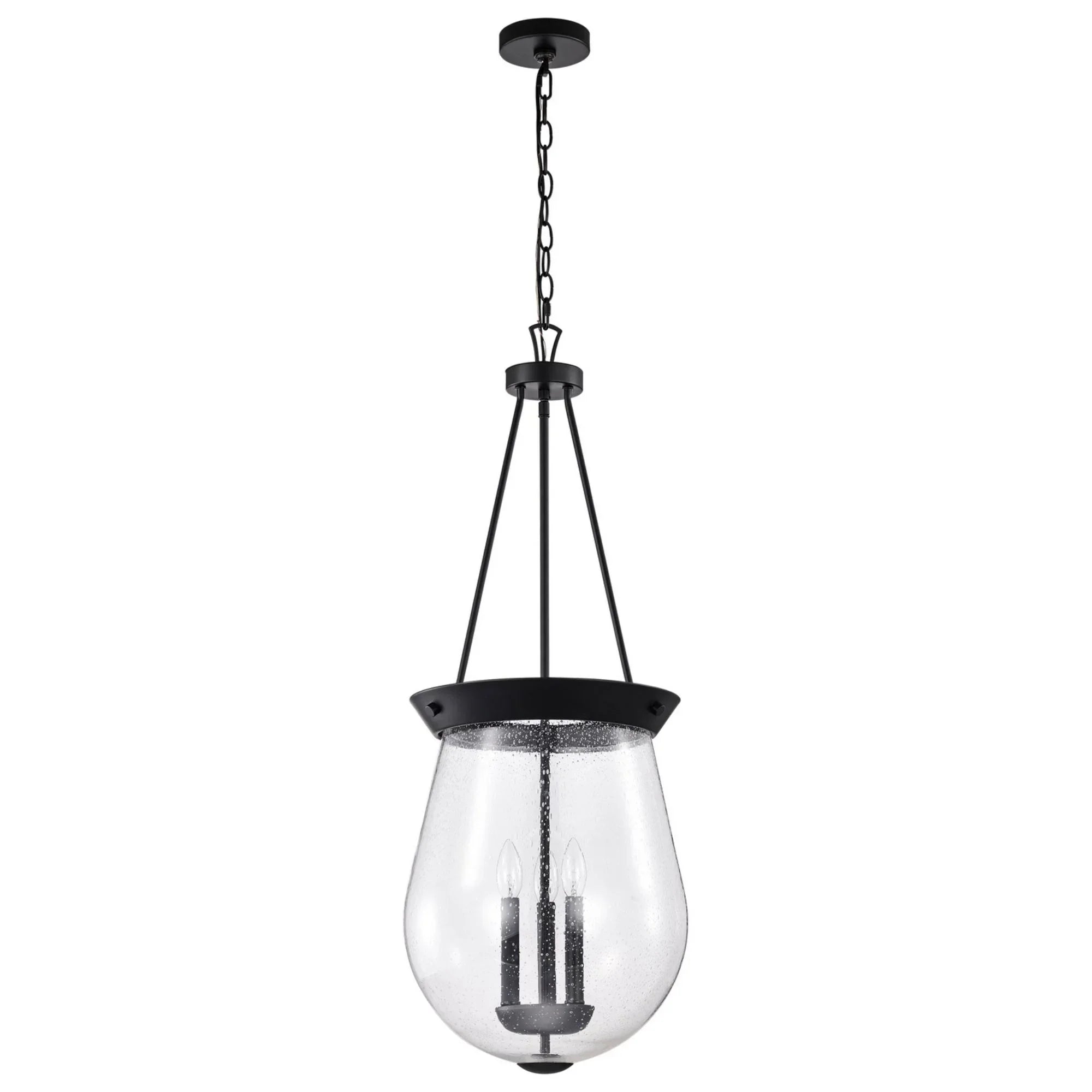 Boliver 3 Lights Pendant Light, Clear Seeded Glass - Bees Lighting