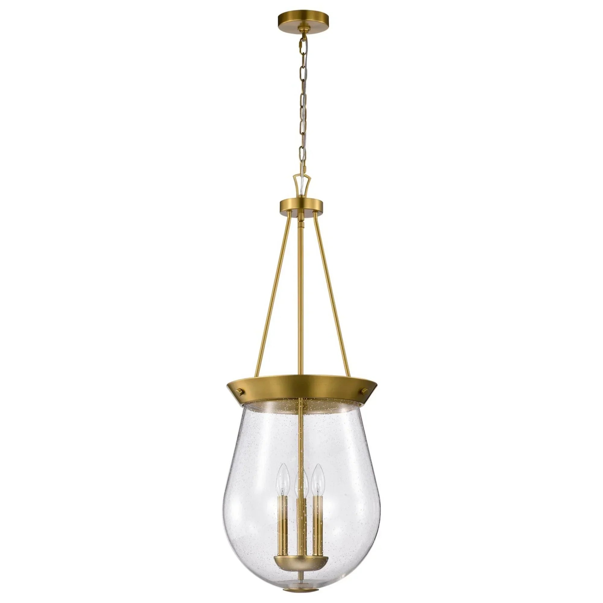 Boliver 3 Lights Pendant Light, Clear Seeded Glass - Bees Lighting