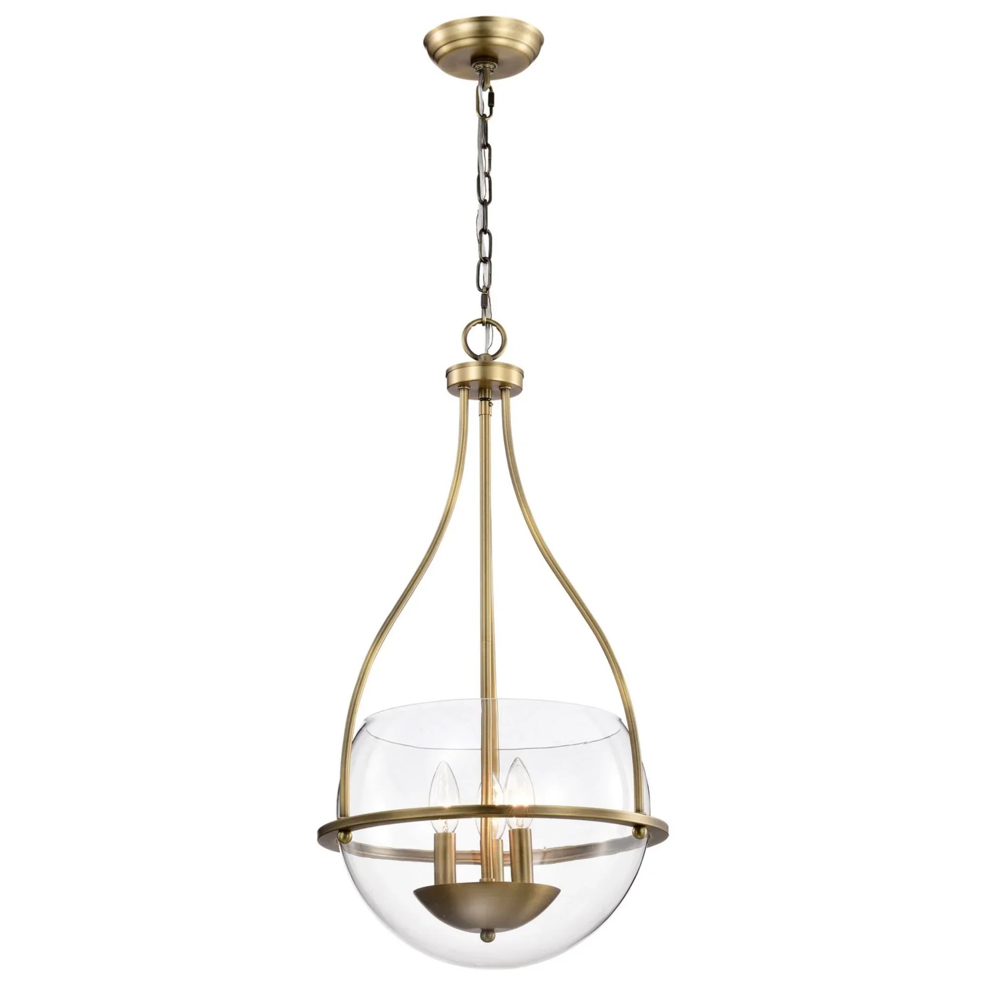 Amado 14" 3 lights Pendant, Vintage Brass Finish - Bees Lighting