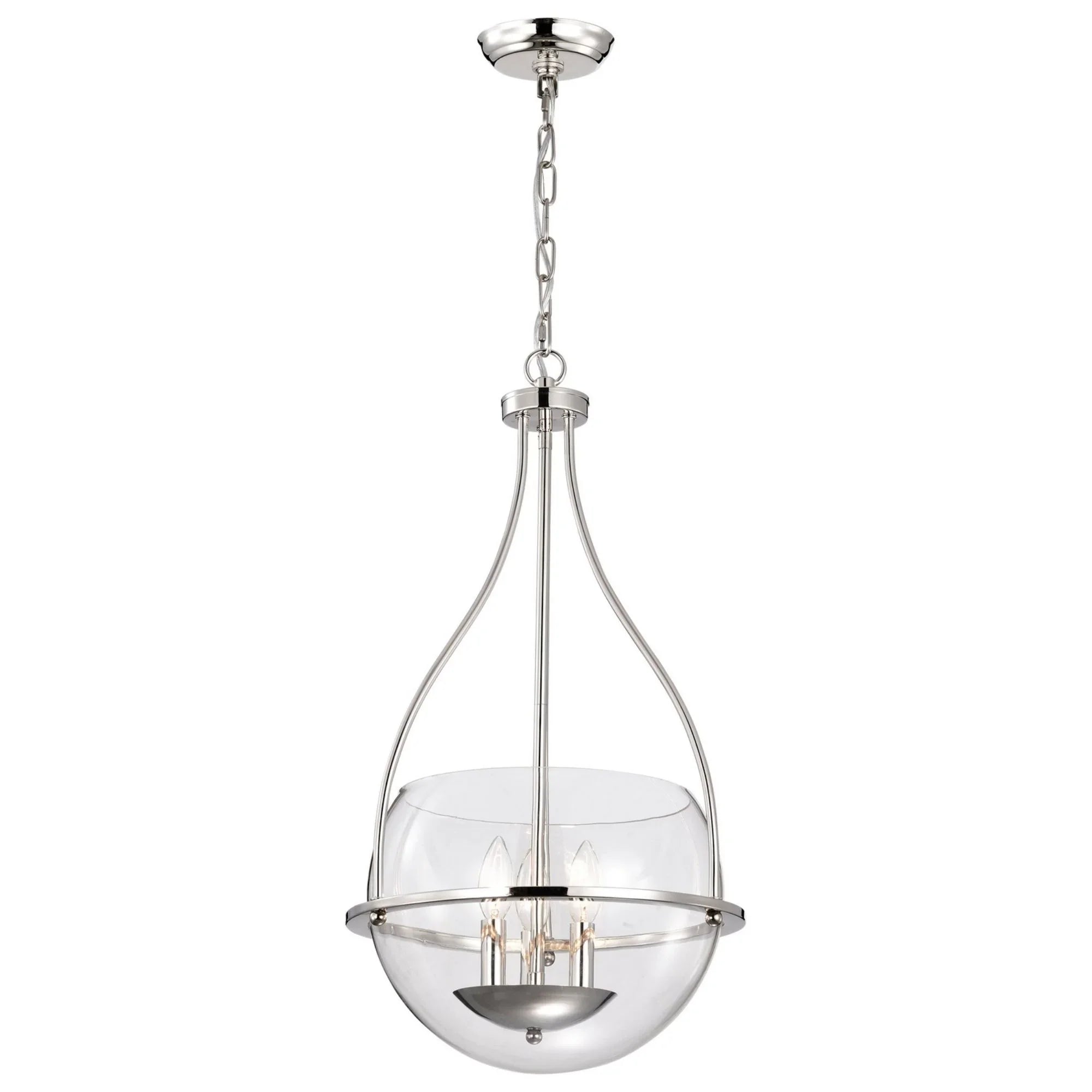 Amado 14" 3 lights Pendant, Polished Nickel Finish - Bees Lighting
