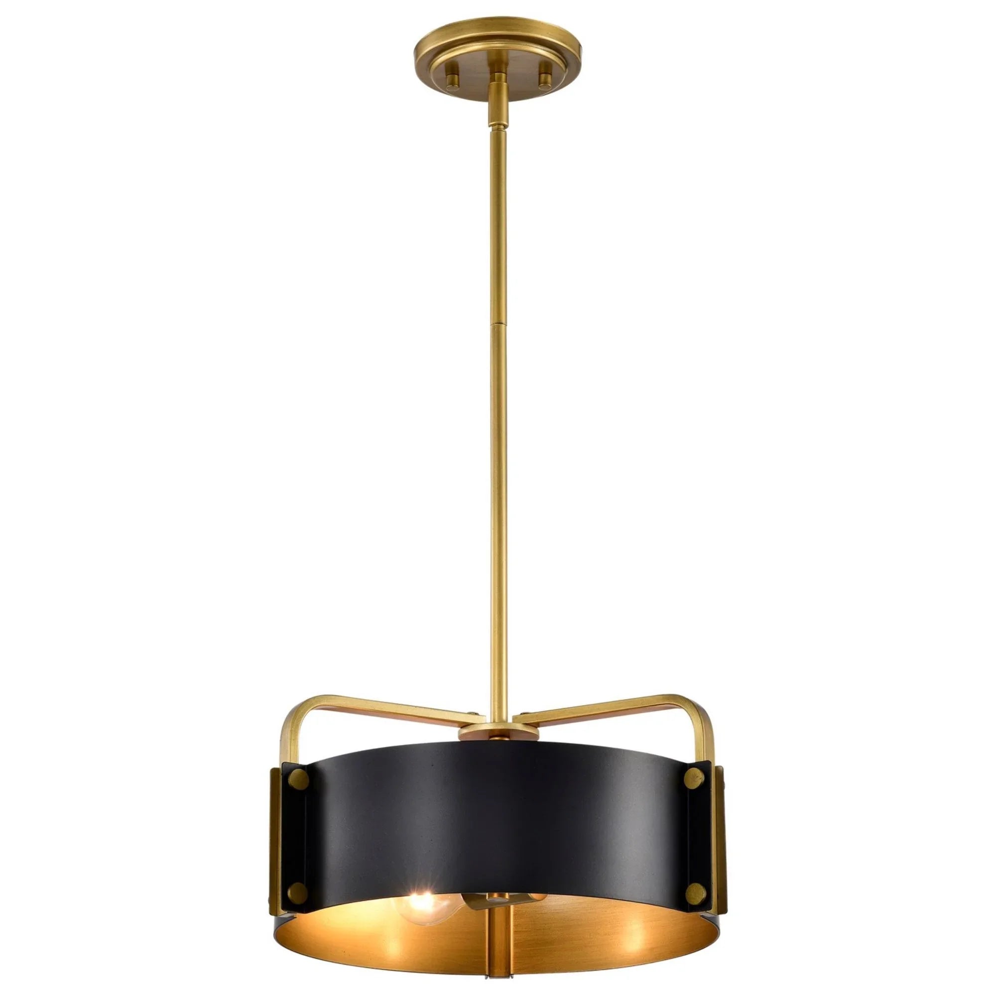 Altos 14" 3 lights Pendant, Matte Black and Natural Brass Finish - Bees Lighting