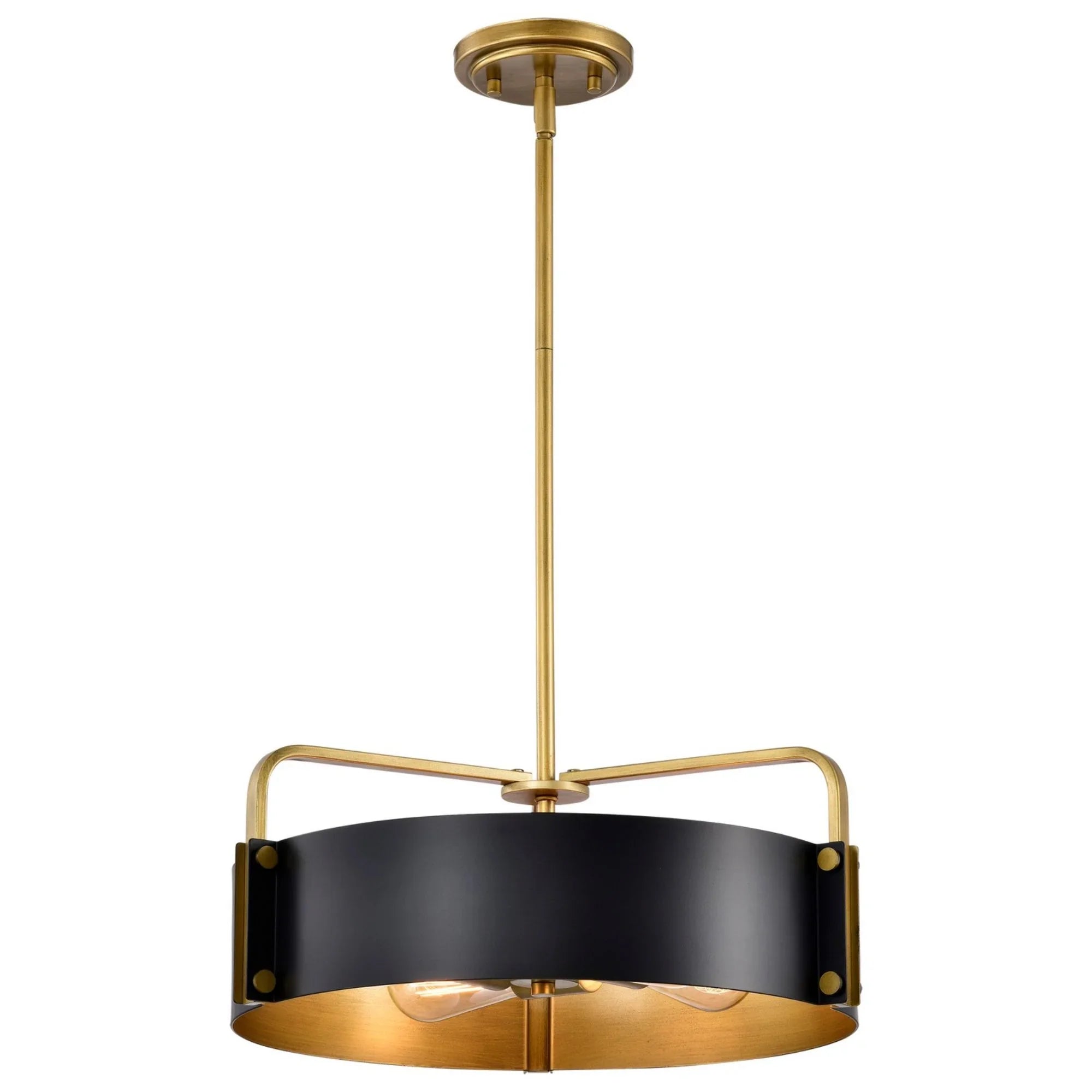 Altos 18" 4 lights Pendant, Matte Black and Natural Brass Finish - Bees Lighting