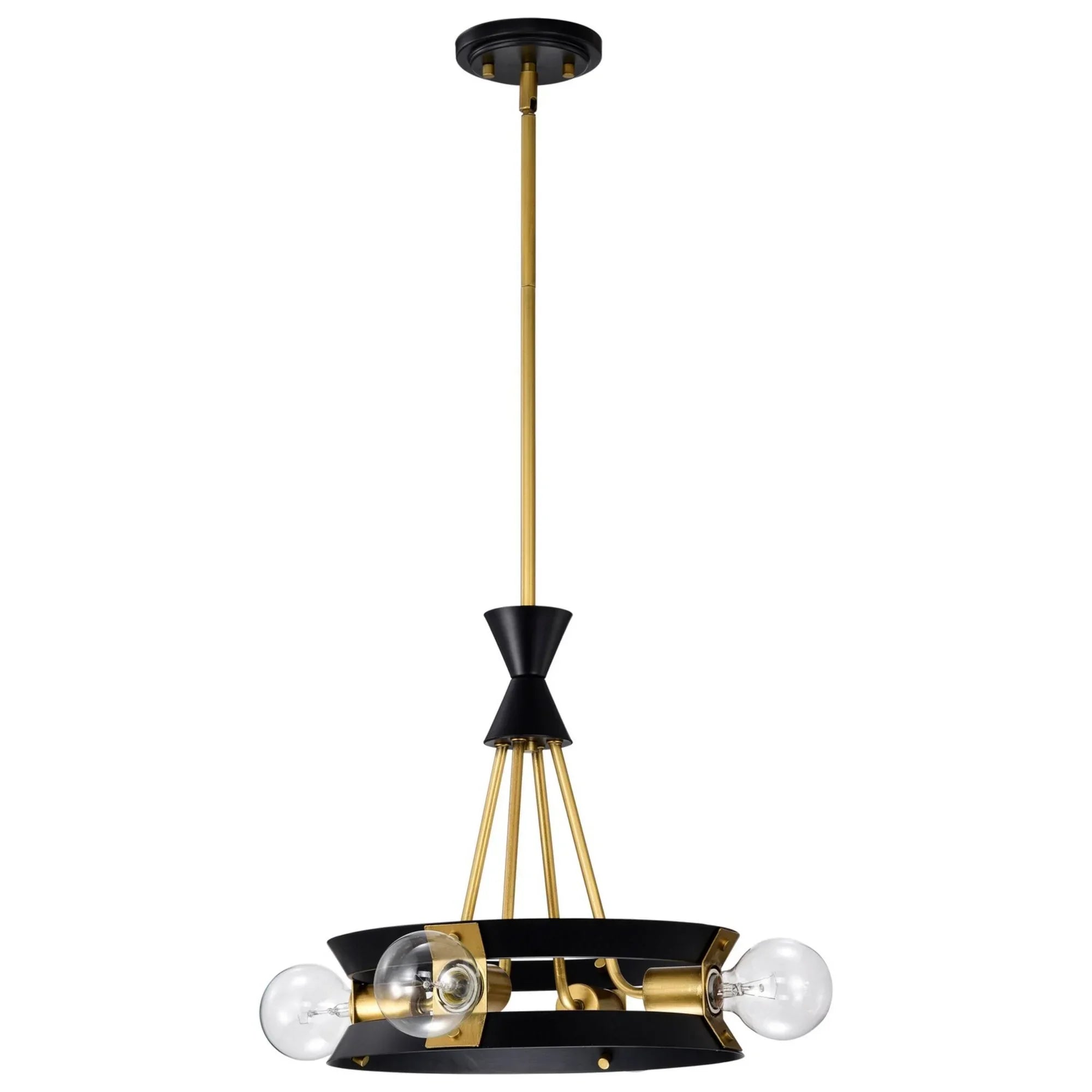 Marsden Chandelier Matte Black and Natural Brass Finish - Bees Lighting
