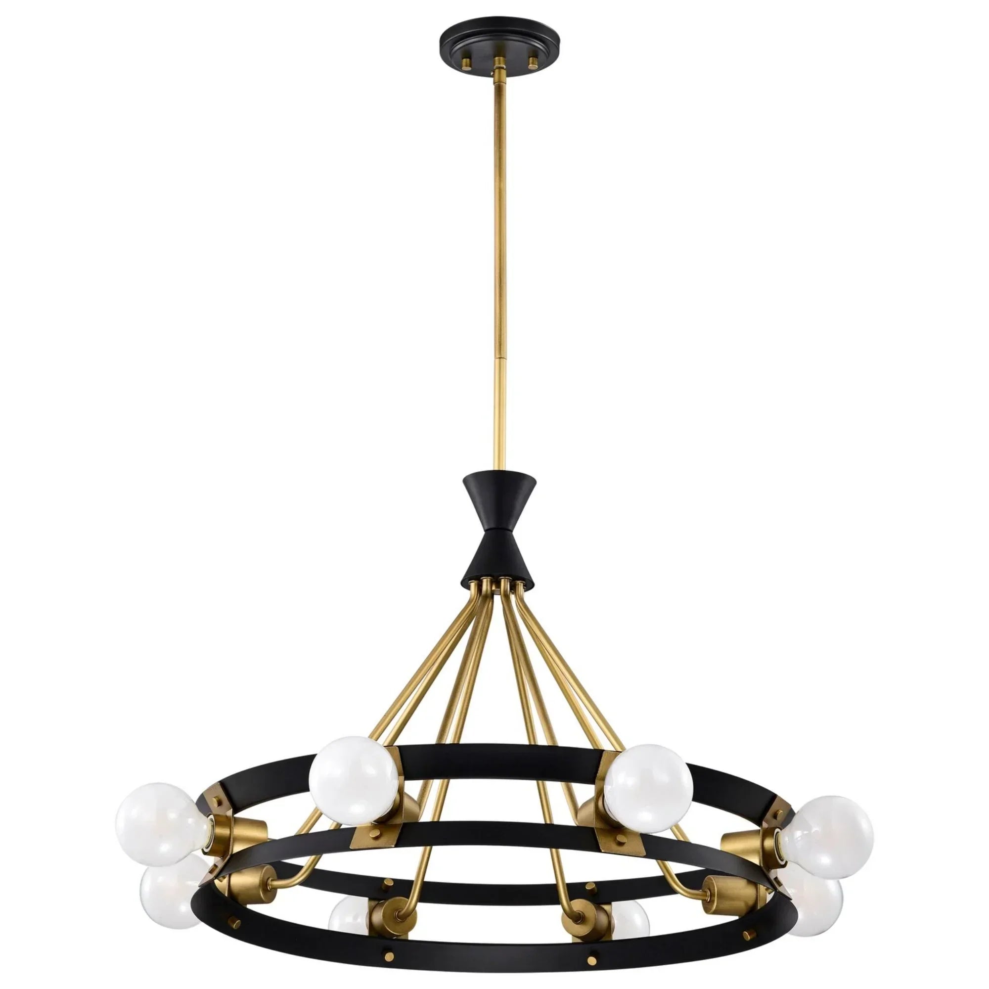 Marsden Chandelier Matte Black and Natural Brass Finish - Bees Lighting