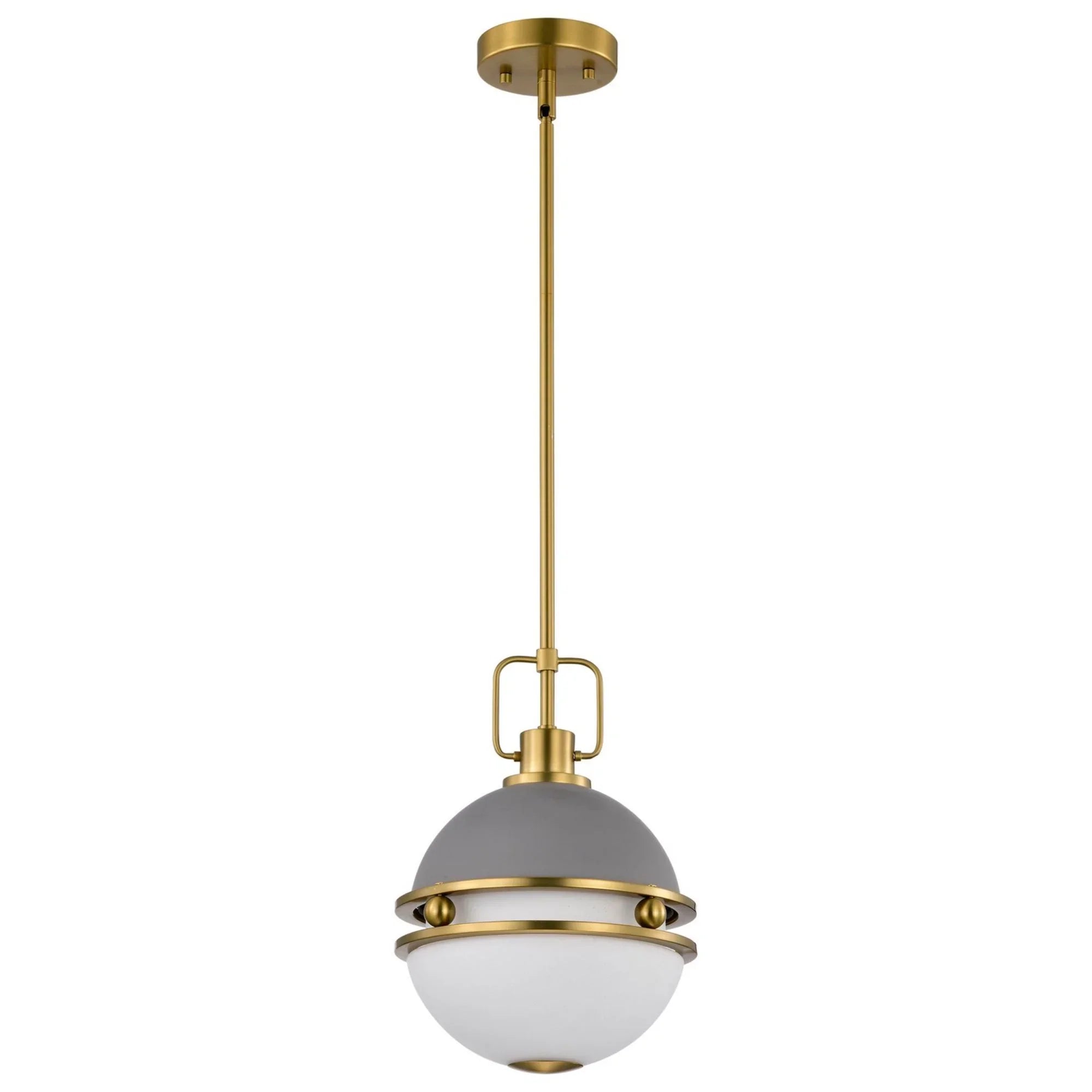 Everton Pendant Light, Vintage Brass Accent, Etched Opal Glass - Bees Lighting