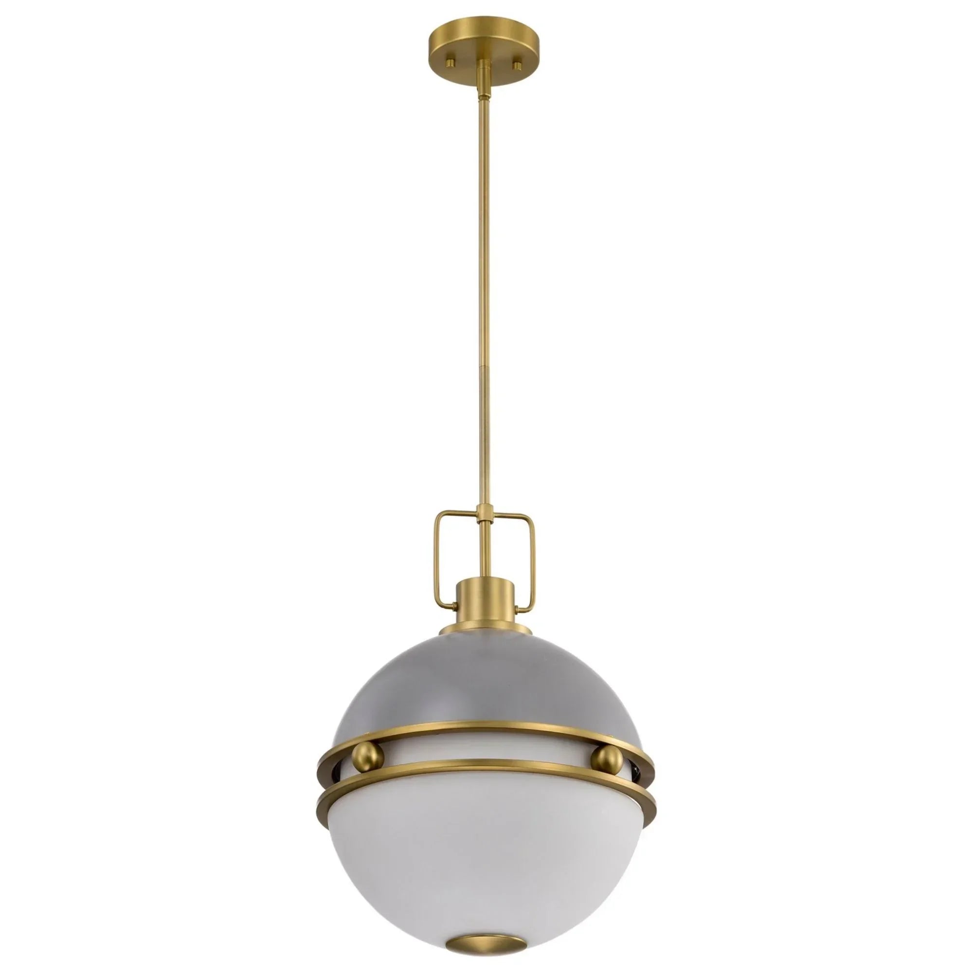 Everton Pendant Light, Vintage Brass Accent, Etched Opal Glass - Bees Lighting