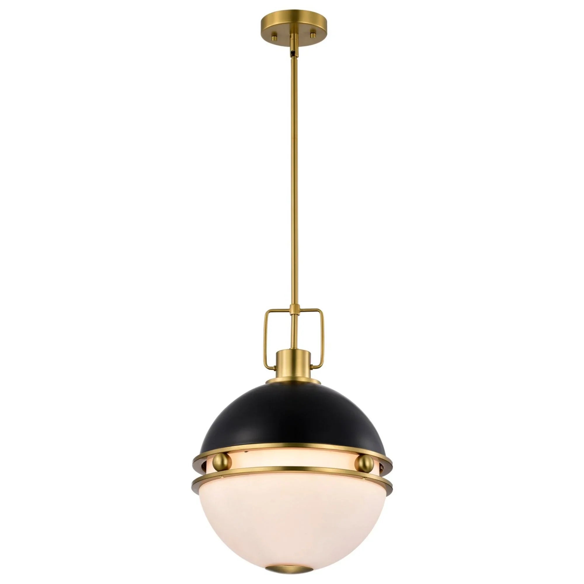 Everton 14" 2 lights Pendant, Matte Black and Vintage Brass Finish - Bees Lighting