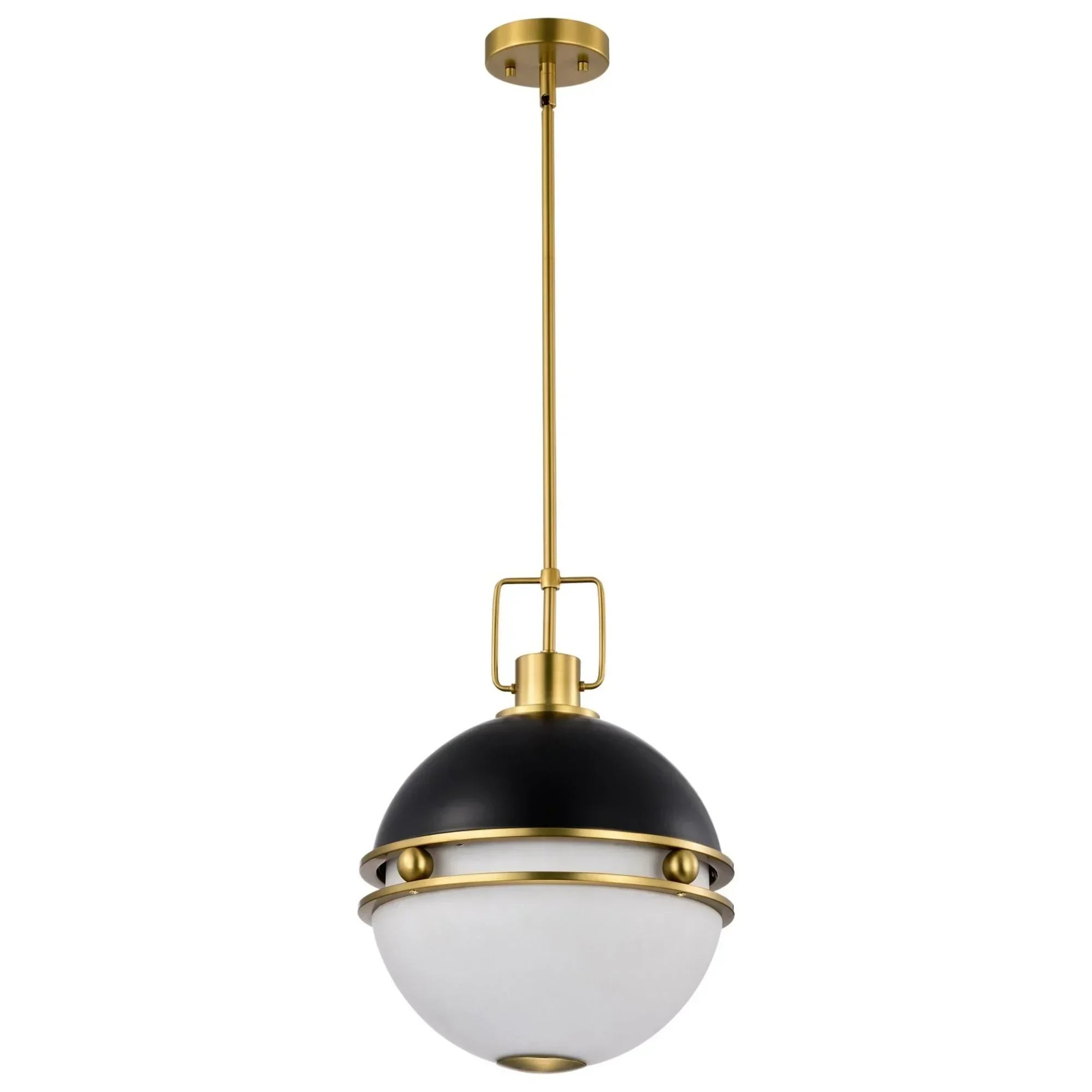 Everton Pendant Light, Vintage Brass Accent, Etched Opal Glass - Bees Lighting