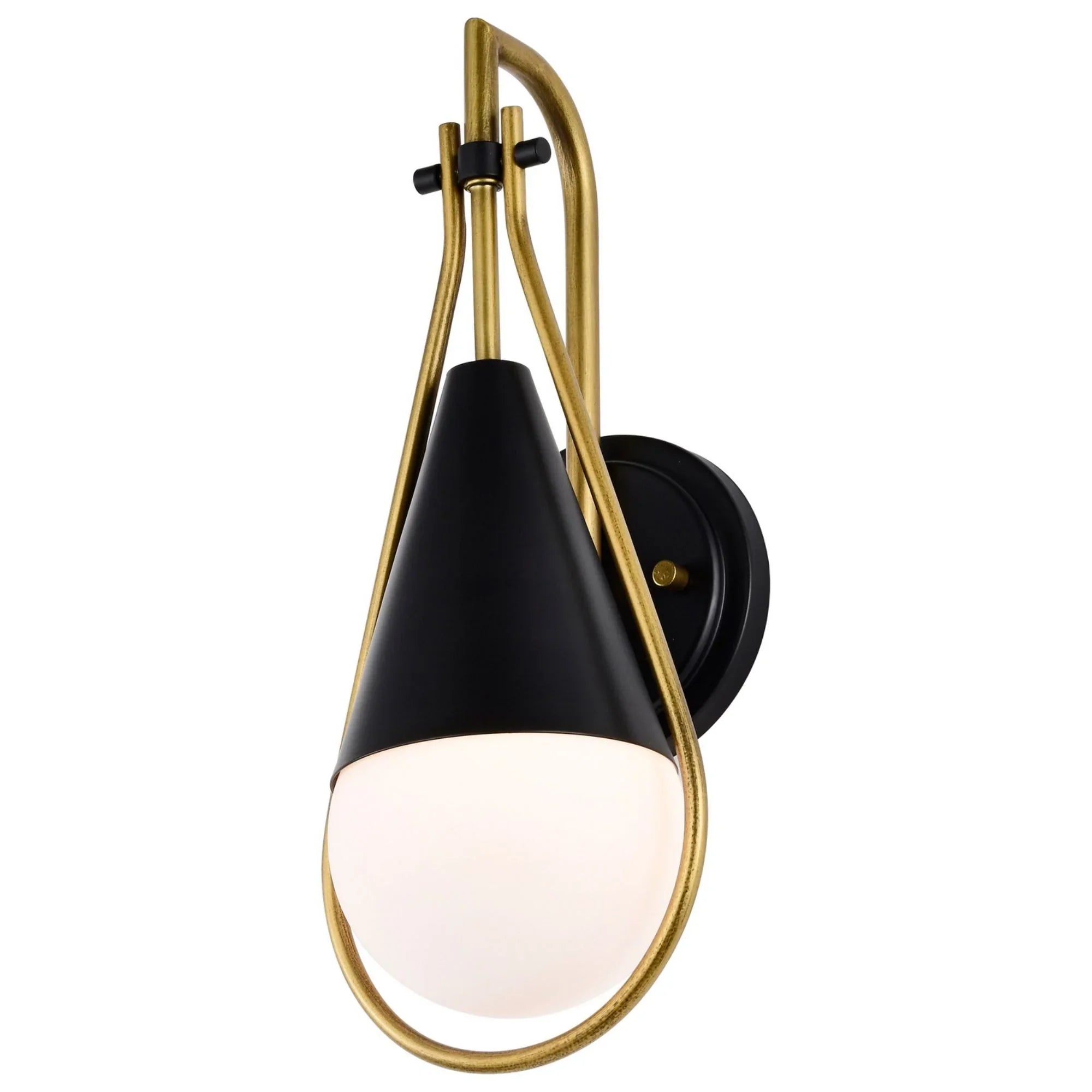 Admiral 15" Wall Sconce, Matte Black and Natural Brass Finish - Bees Lighting