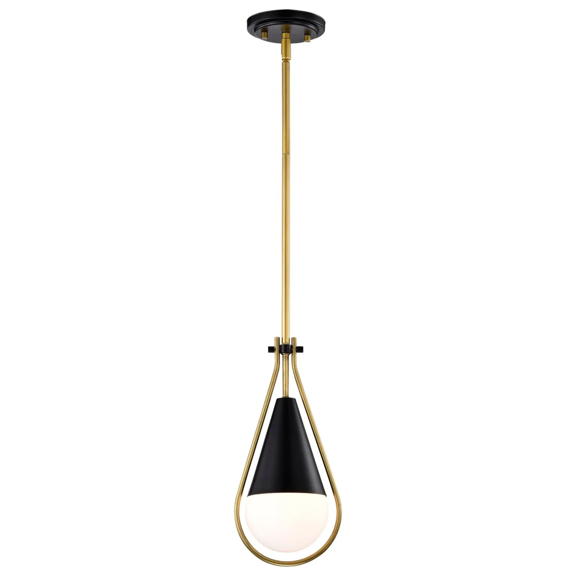 Admiral 10" Pendant, Matte Black and Natural Brass Finish - Bees Lighting