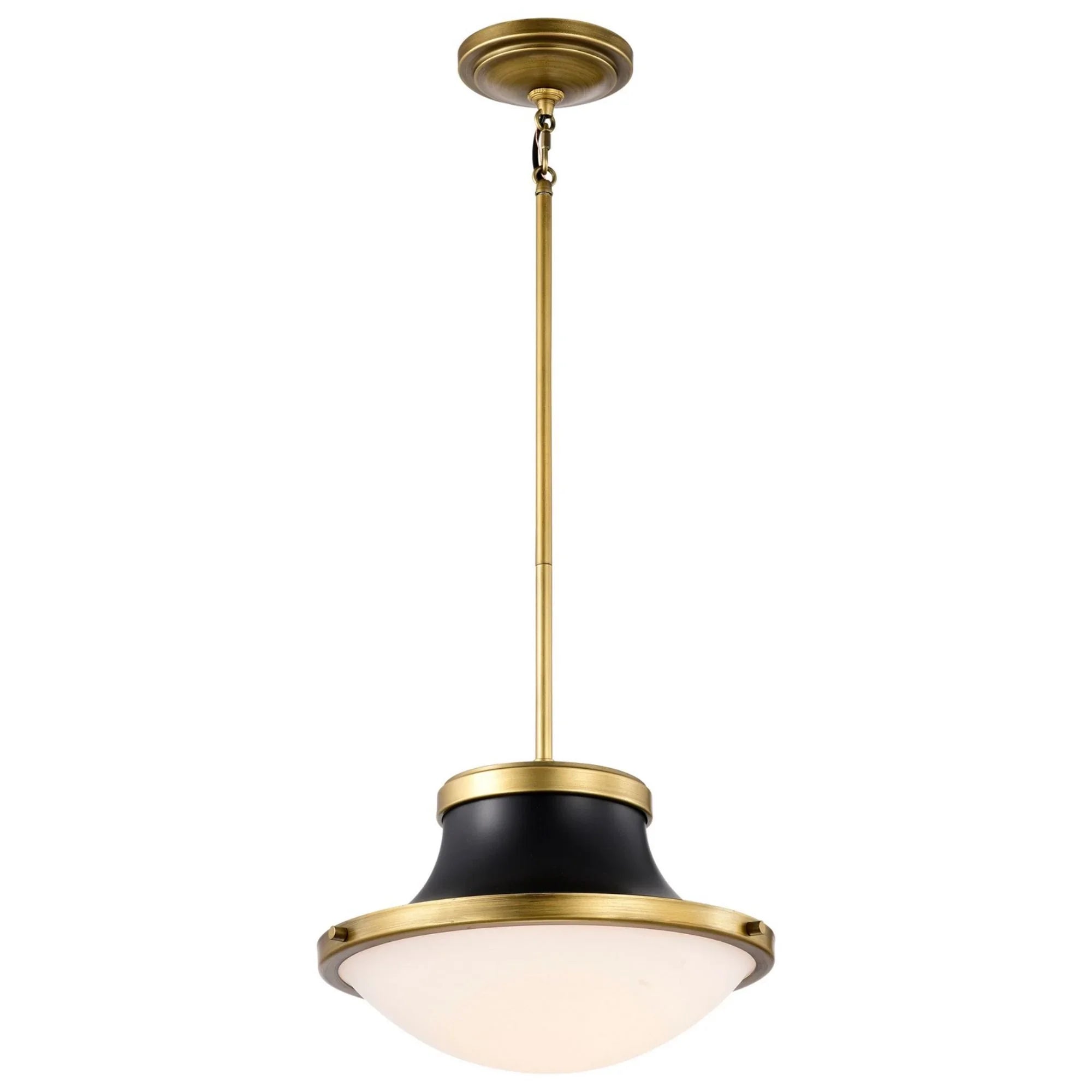 Lafayette 14" Pendant, Matte Black / Natural Brass Finish - Bees Lighting