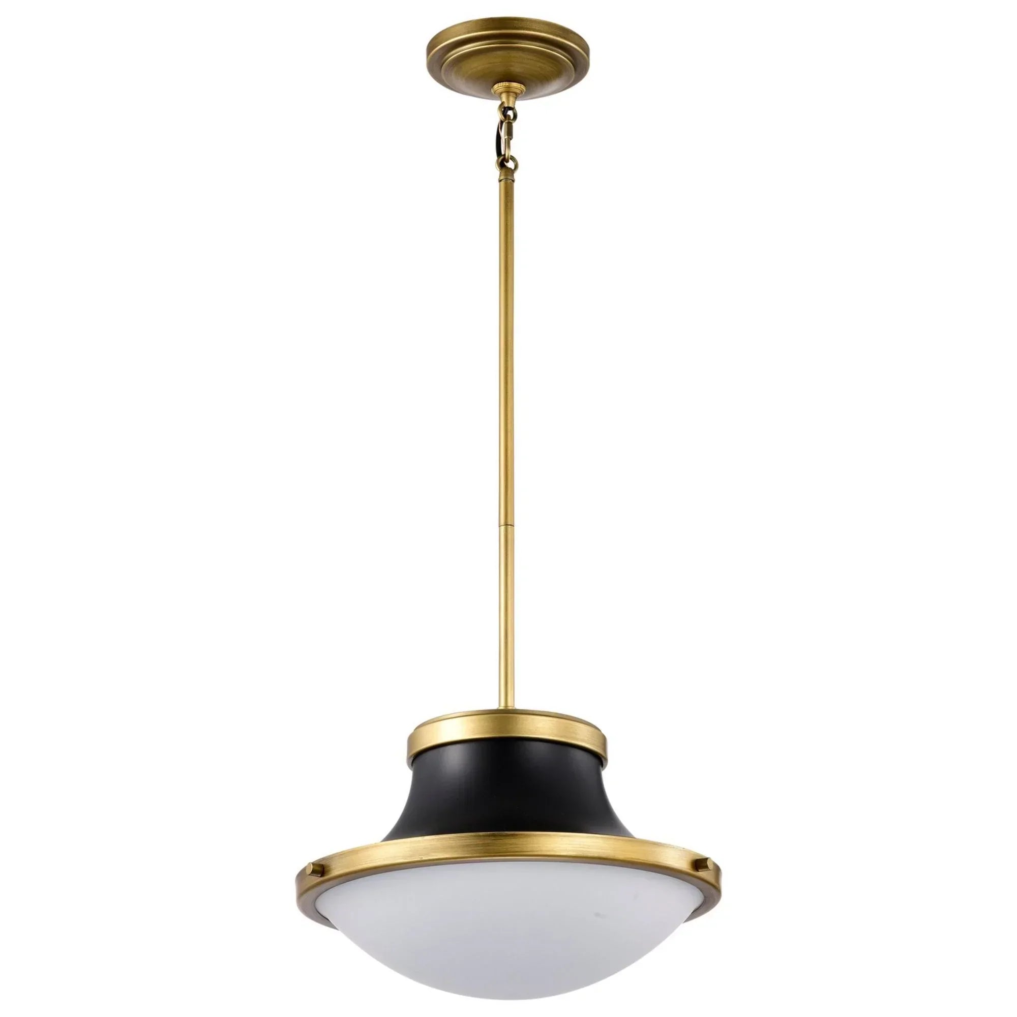 Lafayette Pendant Light, Natural Brass Accents, White Opal Glass - Bees Lighting