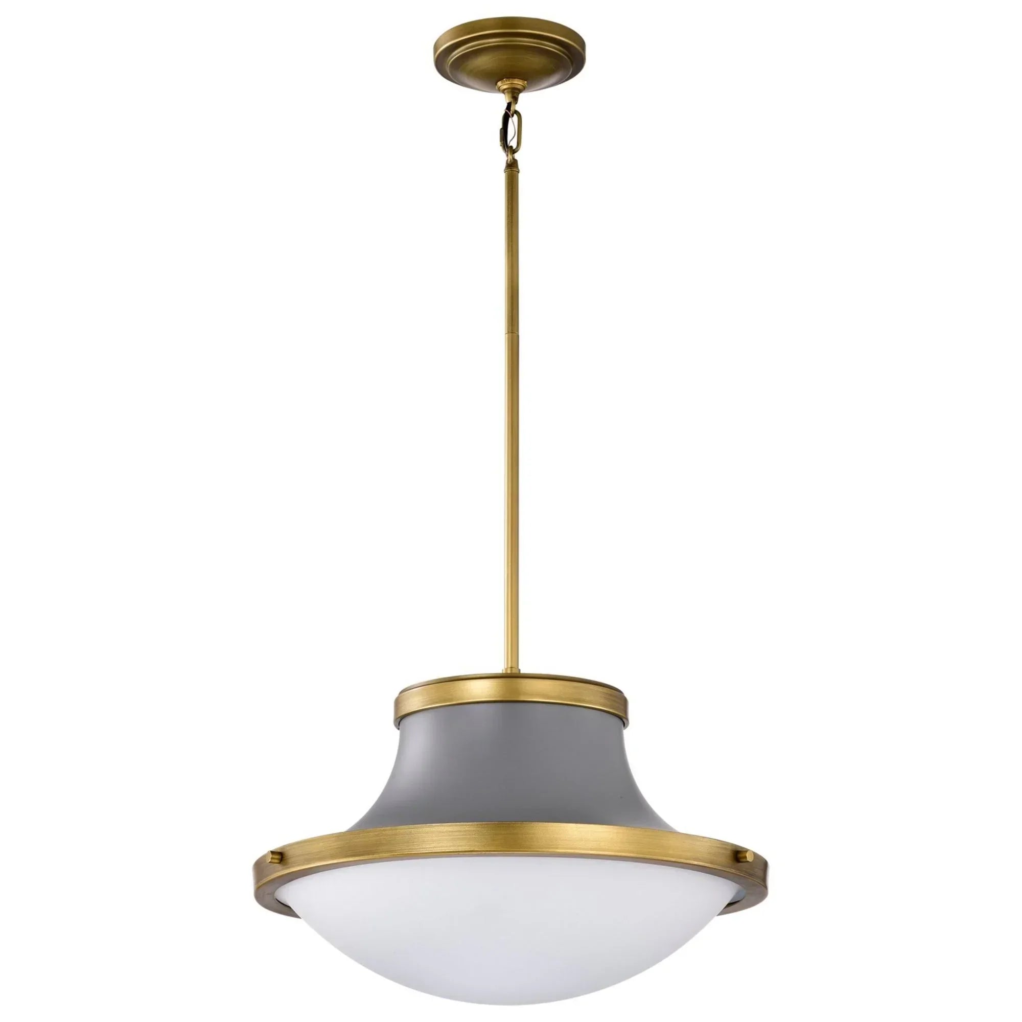 Lafayette Pendant Light, Natural Brass Accents, White Opal Glass - Bees Lighting