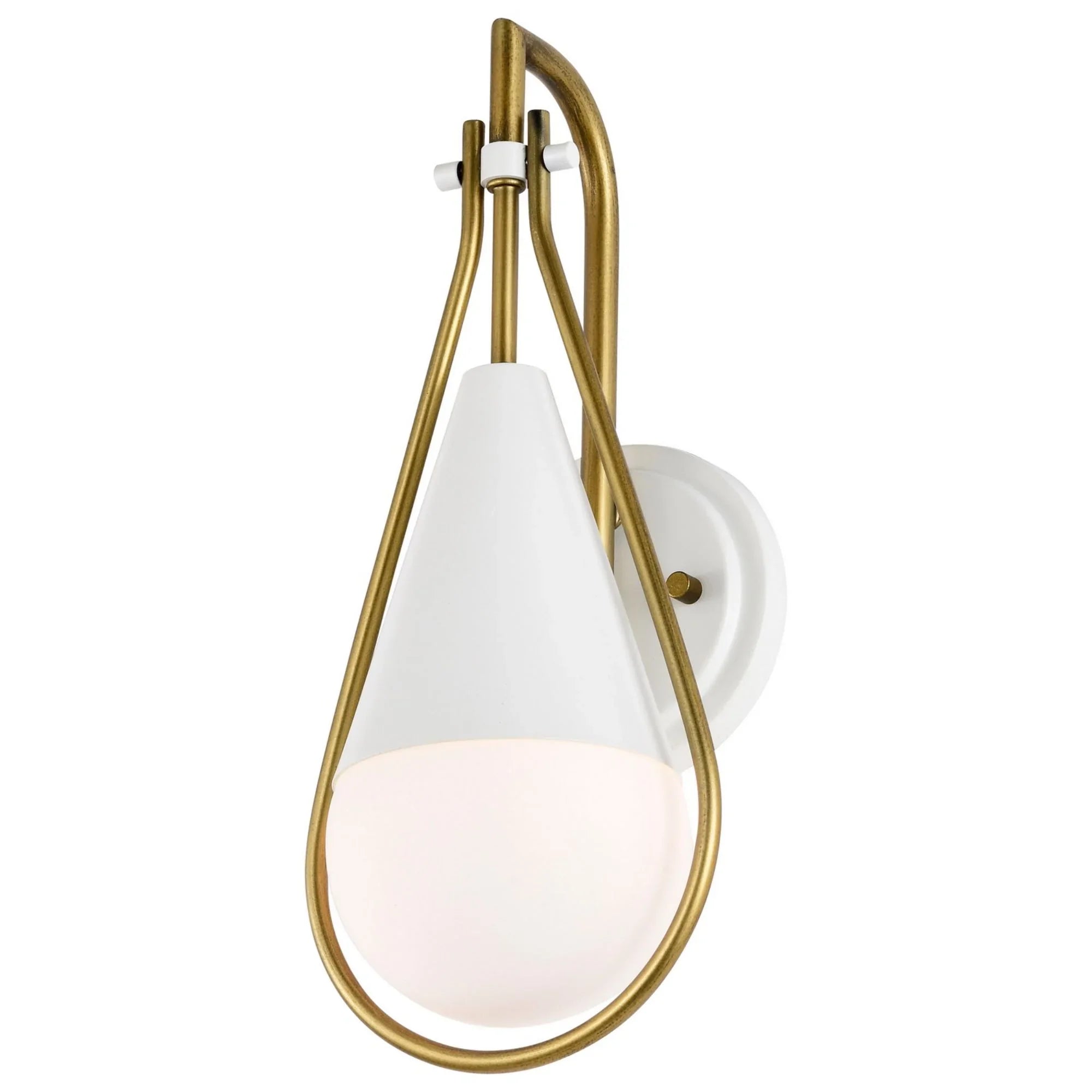 Admiral 15" Wall Sconce, Matte White and Natural Brass Finish - Bees Lighting
