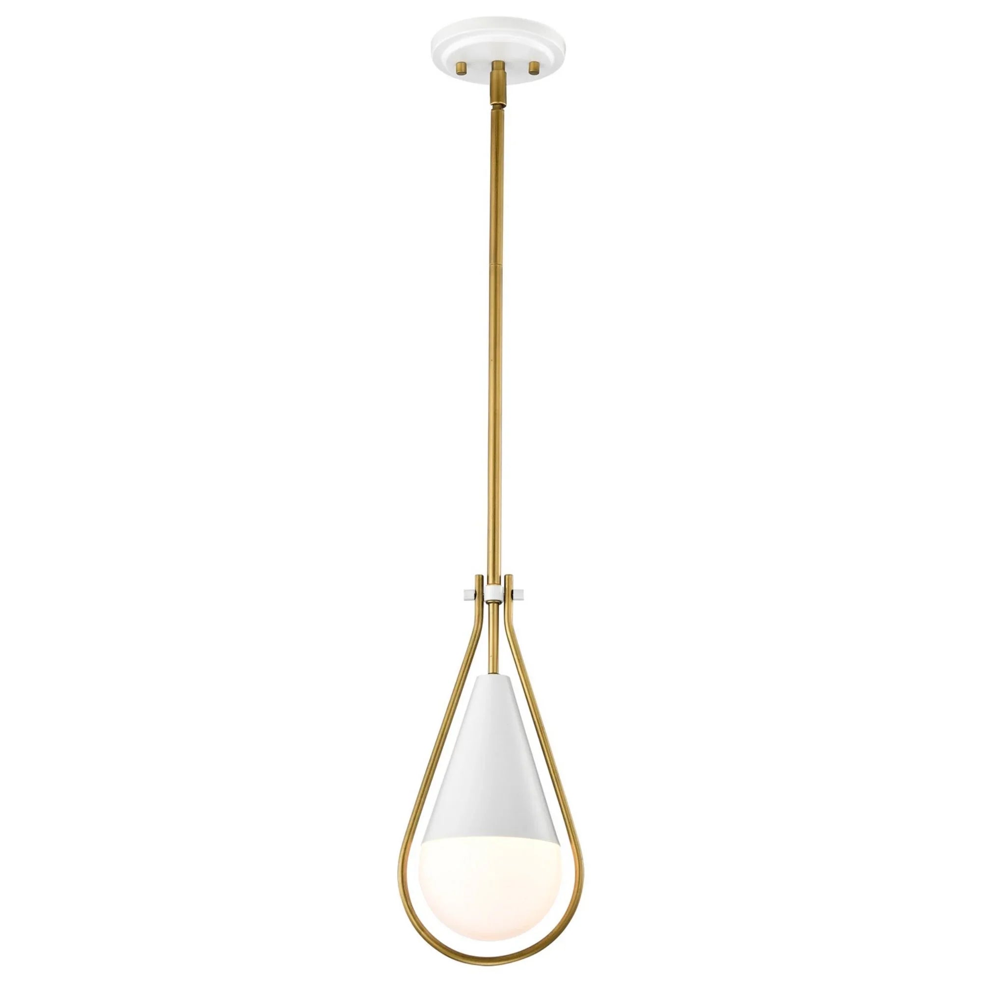 Admiral 7" Pendant, Matte White and Natural Brass Finish - Bees Lighting
