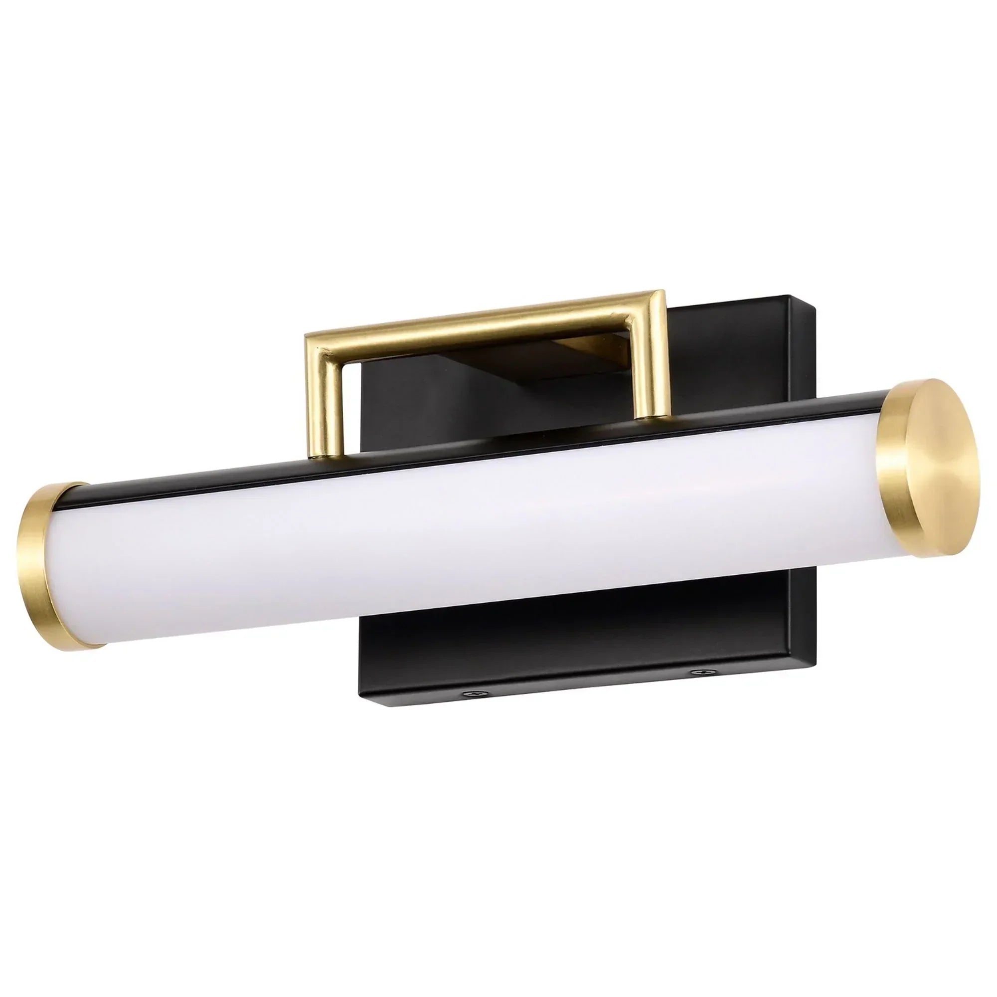 Solano LED Bath Bar Brass and Matte Black Finish, White Acrylic Lens - Bees Lighting