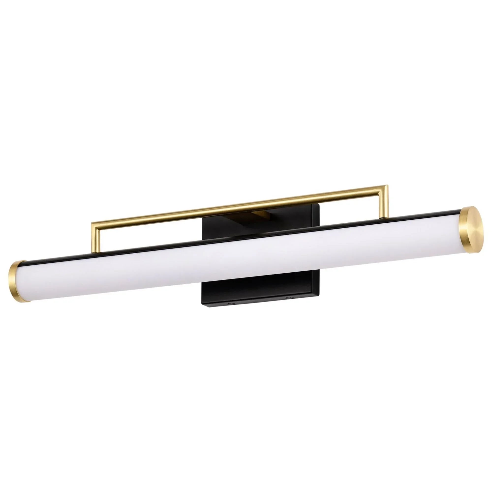 Solano LED Bath Bar Brass and Matte Black Finish, White Acrylic Lens - Bees Lighting