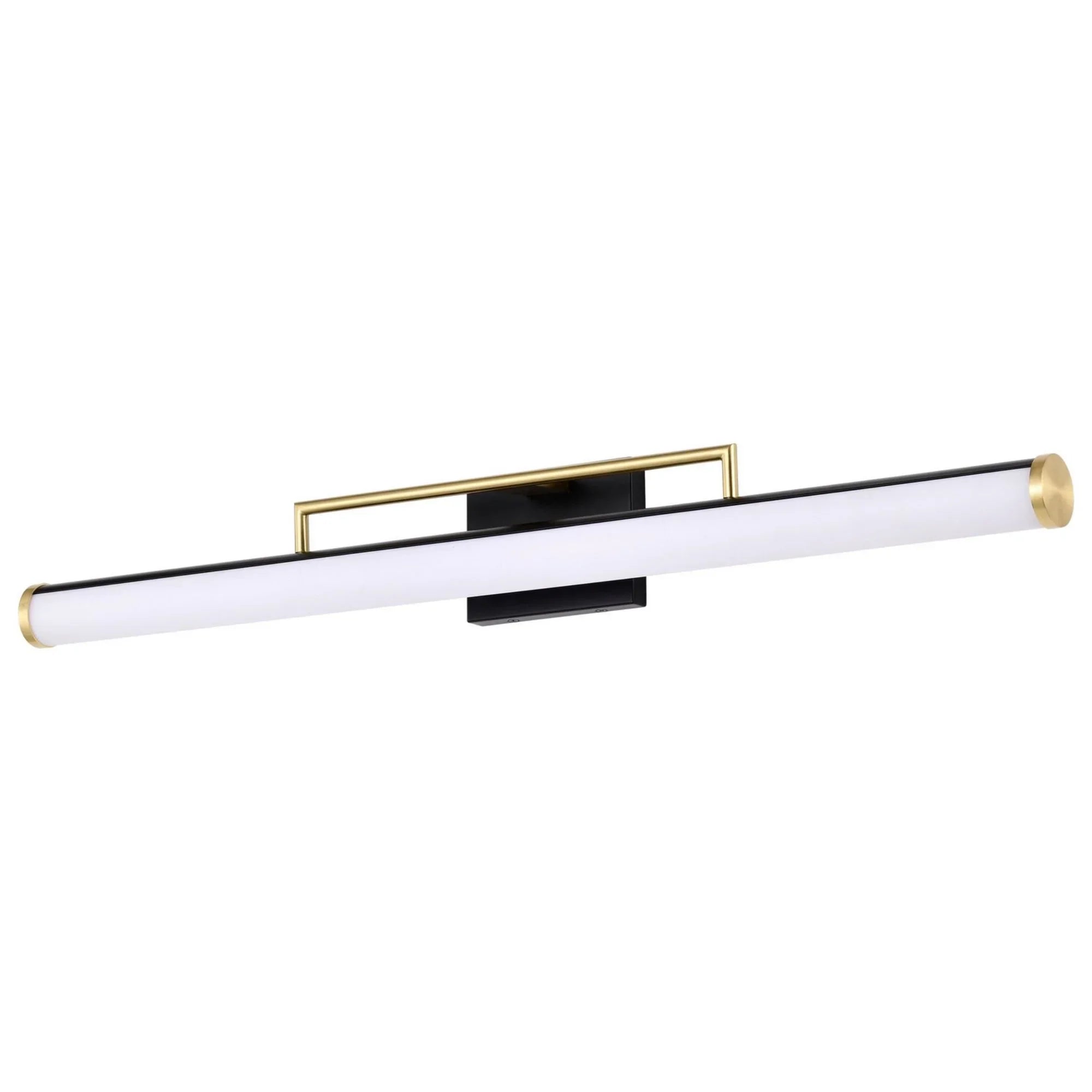 Solano LED Bath Bar Brass and Matte Black Finish, White Acrylic Lens - Bees Lighting