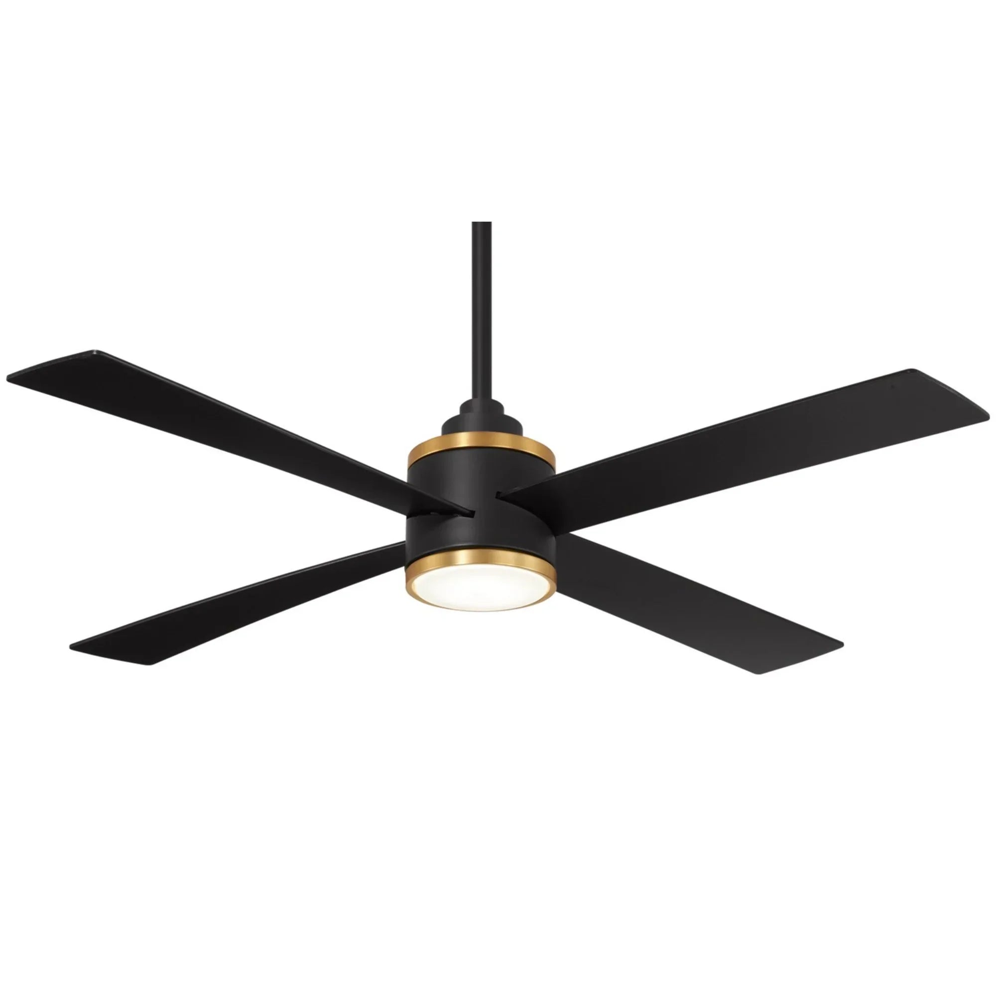 Falco 54" LED 4-Blades Ceiling Fan with Remote, Black Coal & Soft Brass Accents - Bees Lighting
