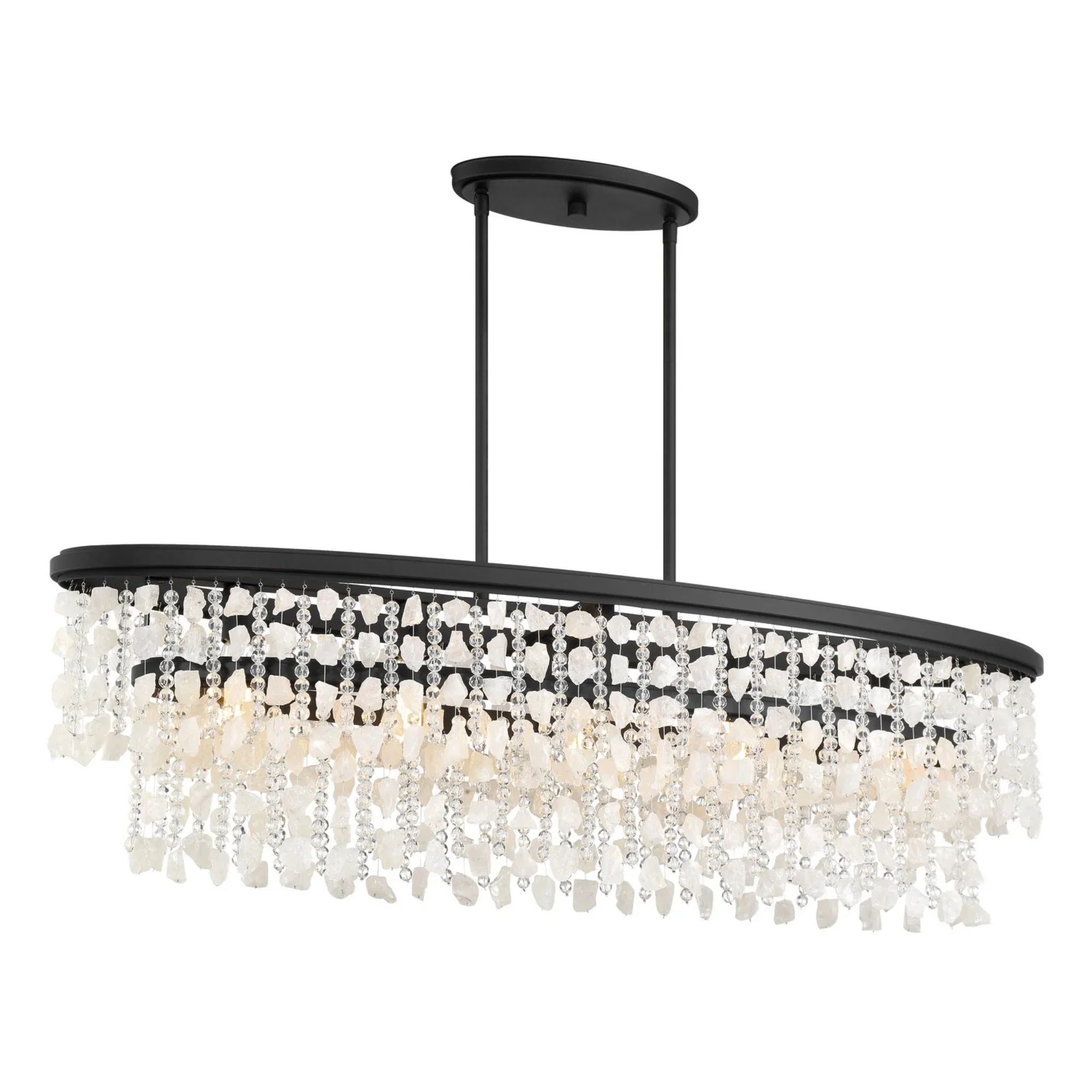 Shimmering Elegance 48" 5-Light Island Light, Sand Coal Finish with Crystals and Beads - Bees Lighting