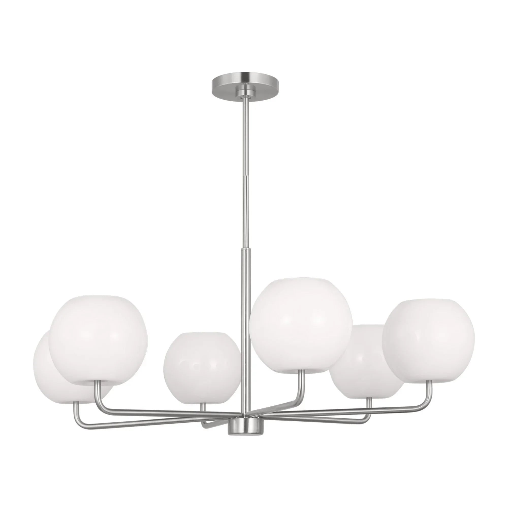 Rory 35" 6-Light Large Chandelier, Brushed Steel Finish - Bees Lighting