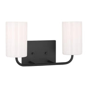 Rhett 15" 2-Light Medium Bathroom Vanity, Midnight Black Finish - Bees Lighting