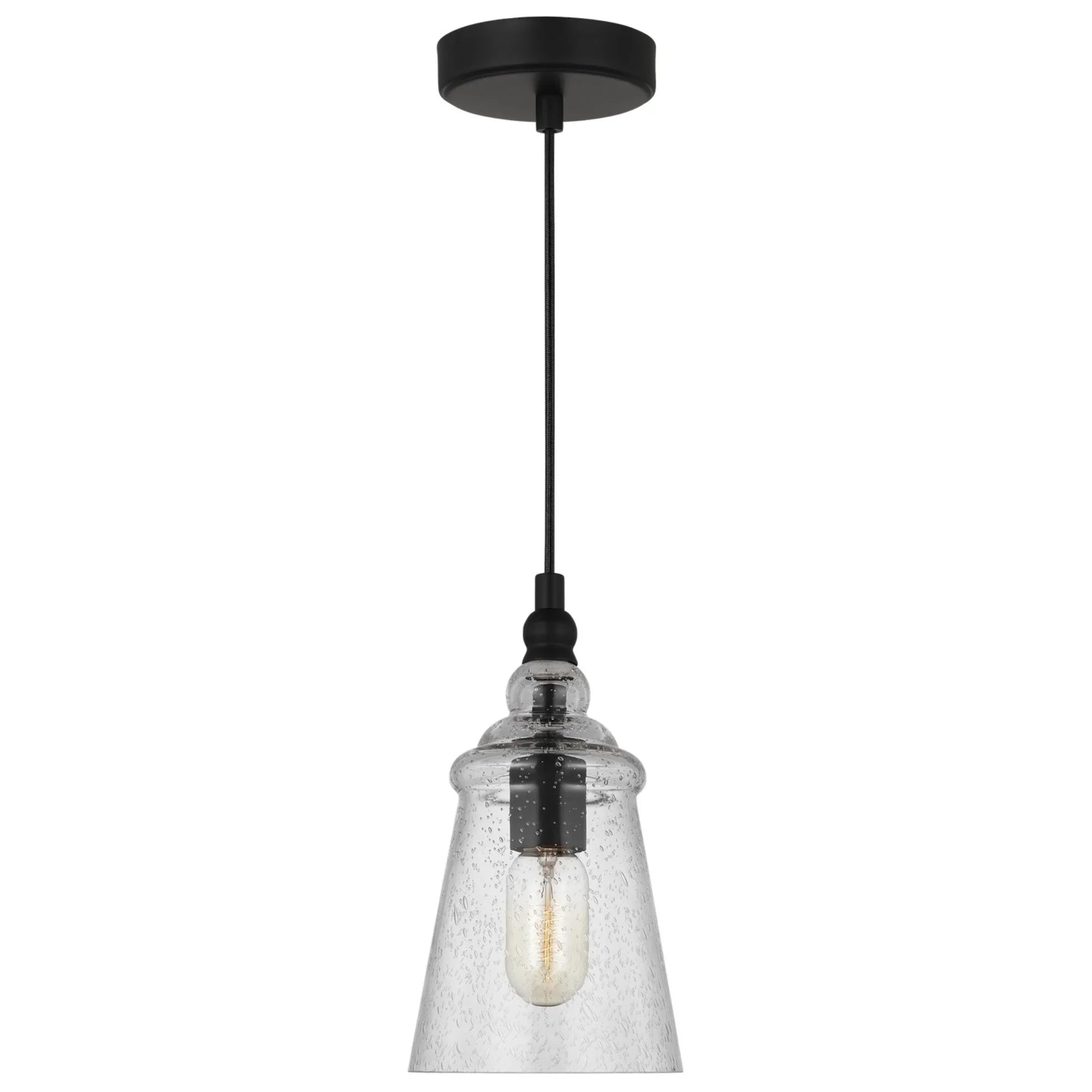 Loras 6" Mini Pendant, Midnight Black Finish - Bees Lighting