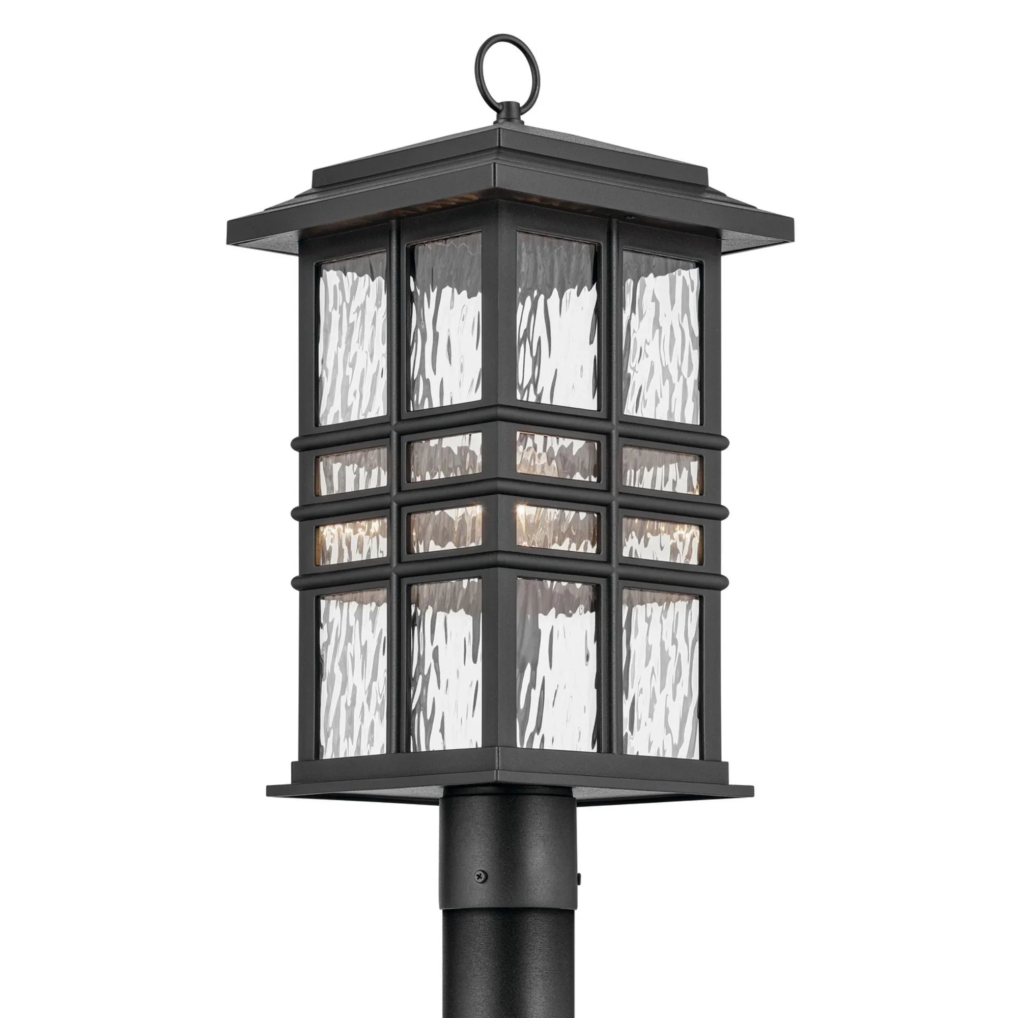 Beacon Square 21" Outdoor Post Light, Textured Black Finish - Bees Lighting
