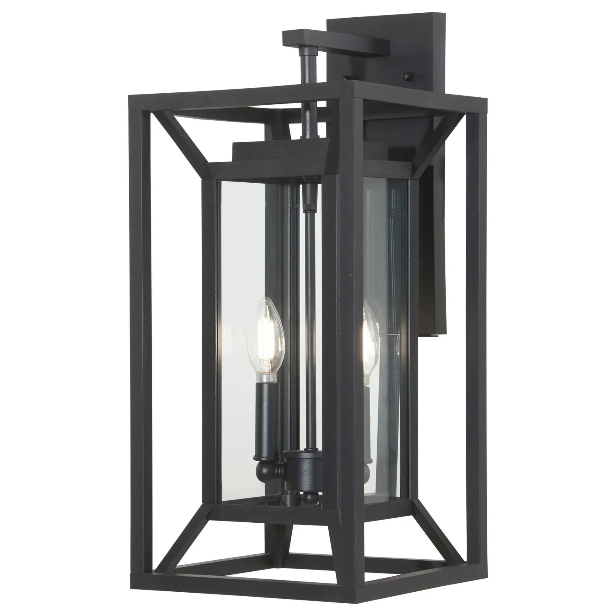 Harbor View 21" 2-Light Outdoor Wall Sconce with Clear Glass, Sand Coal Finish - Bees Lighting