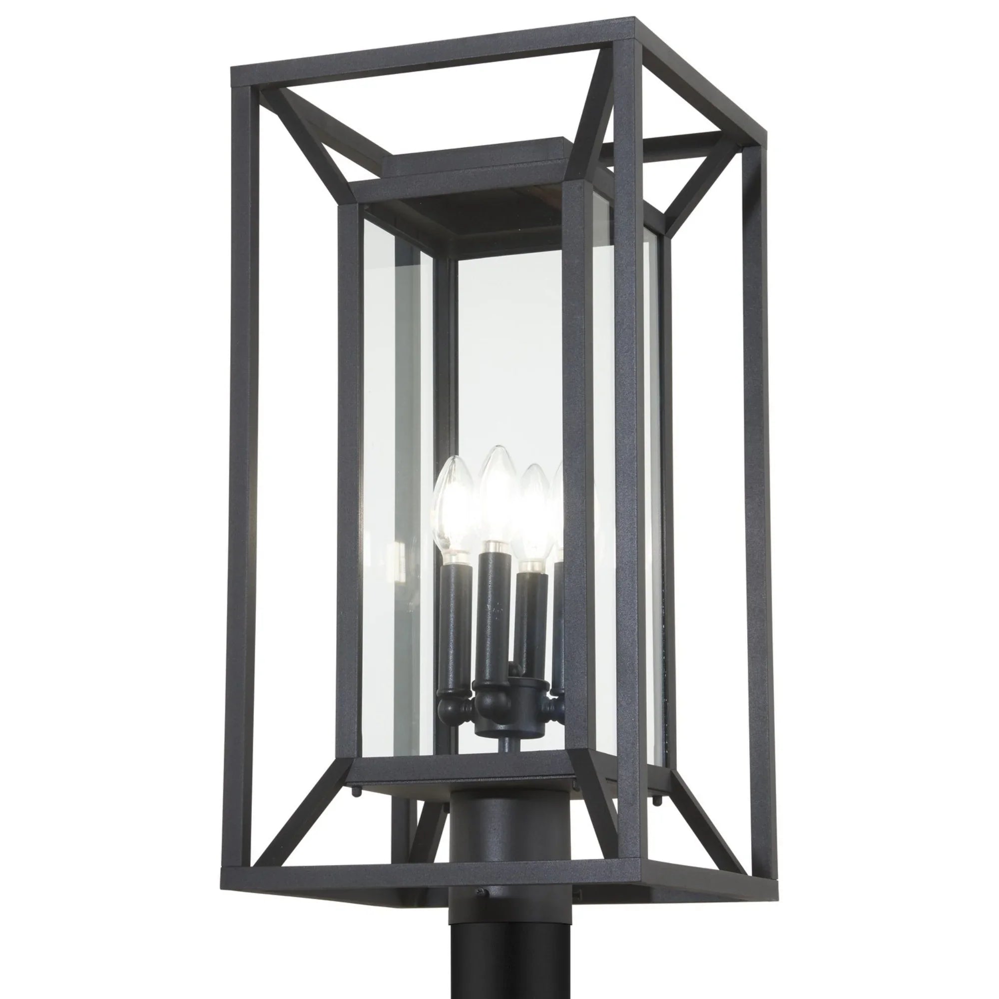 Harbor View 23" 4-Light Outdoor Post Mount with Clear Glass, Sand Coal Finish - Bees Lighting