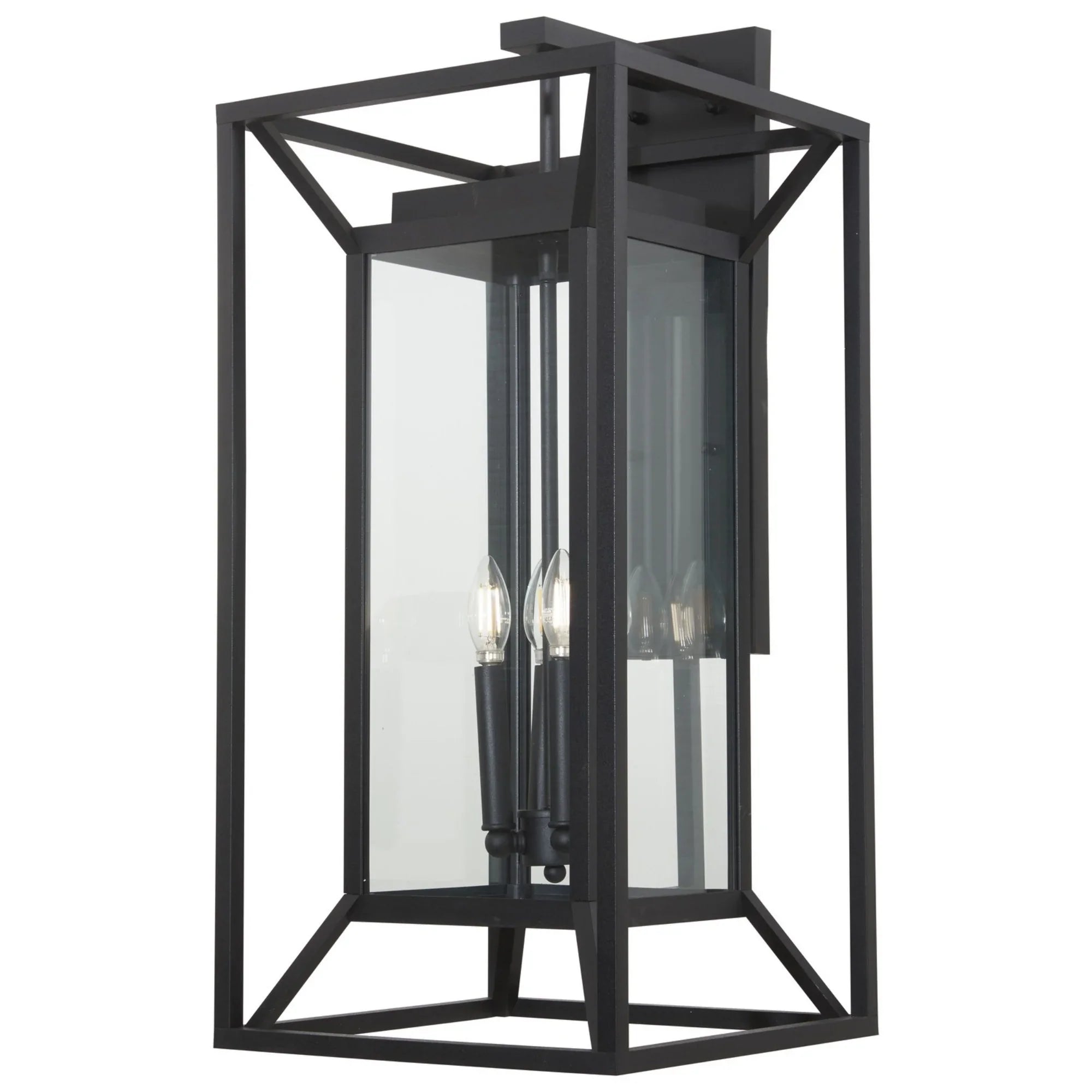 Harbor View 30" 4-Light Outdoor Wall Sconce with Clear Glass, Sand Coal Finish - Bees Lighting