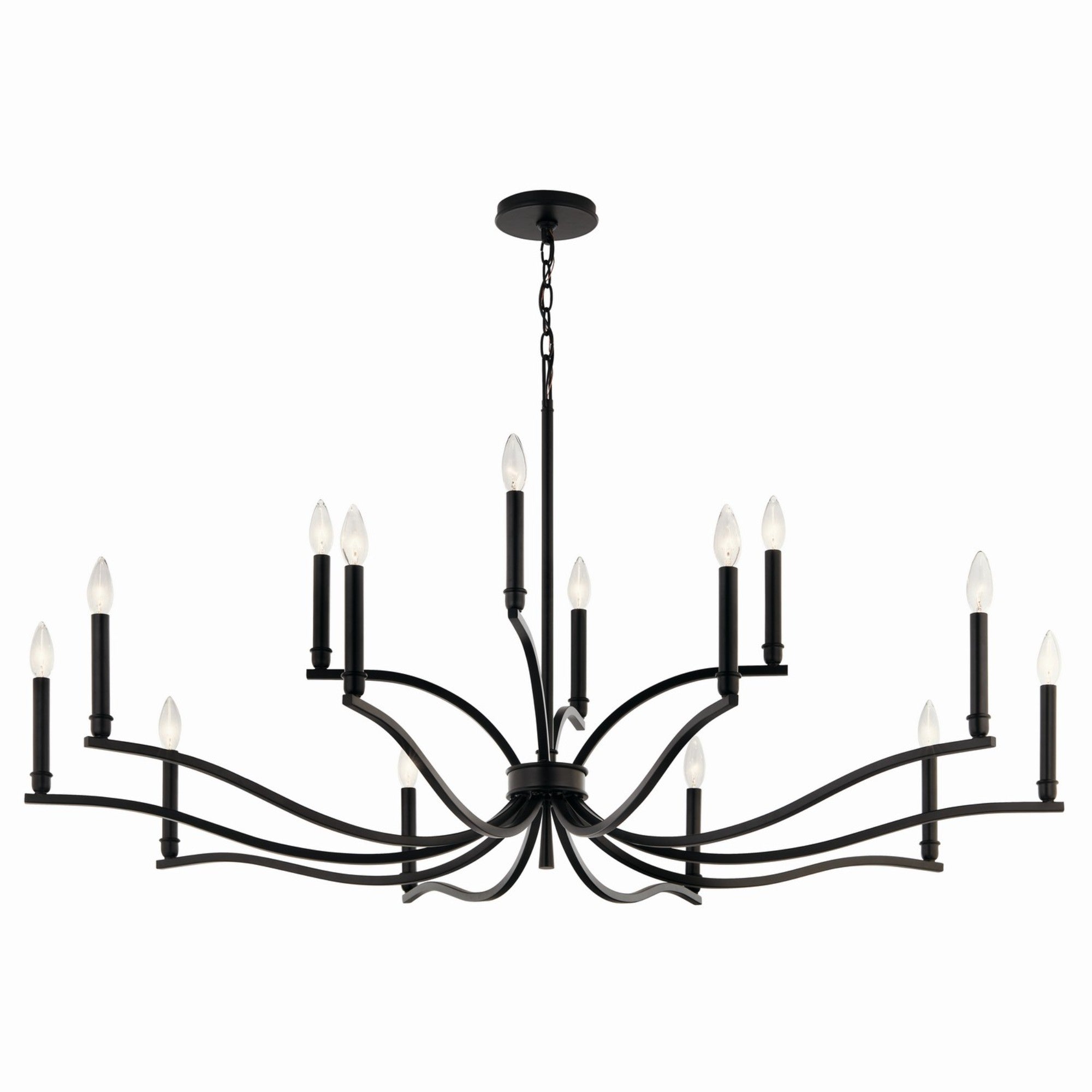 Malene 53" 14-Light Chandelier, Black Finish
