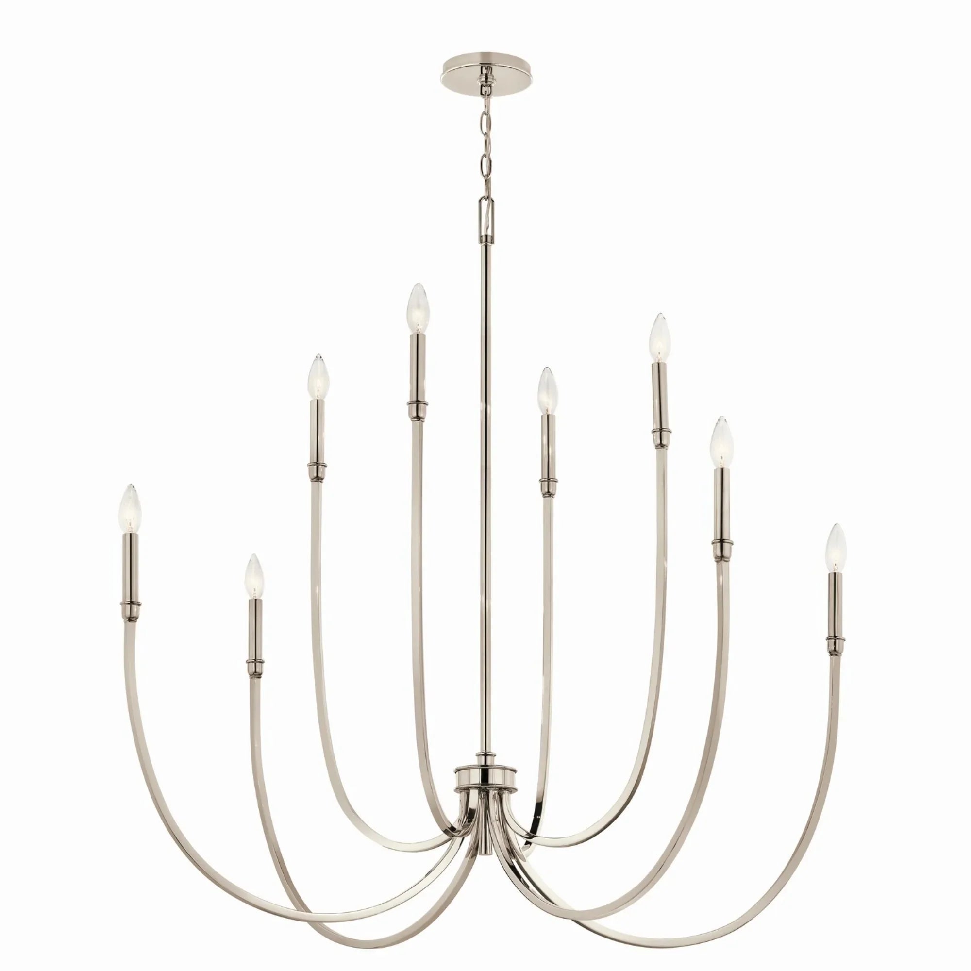 Malene 45" 8-Light Foyer Chandelier, Polished Nickel Finish - Bees Lighting